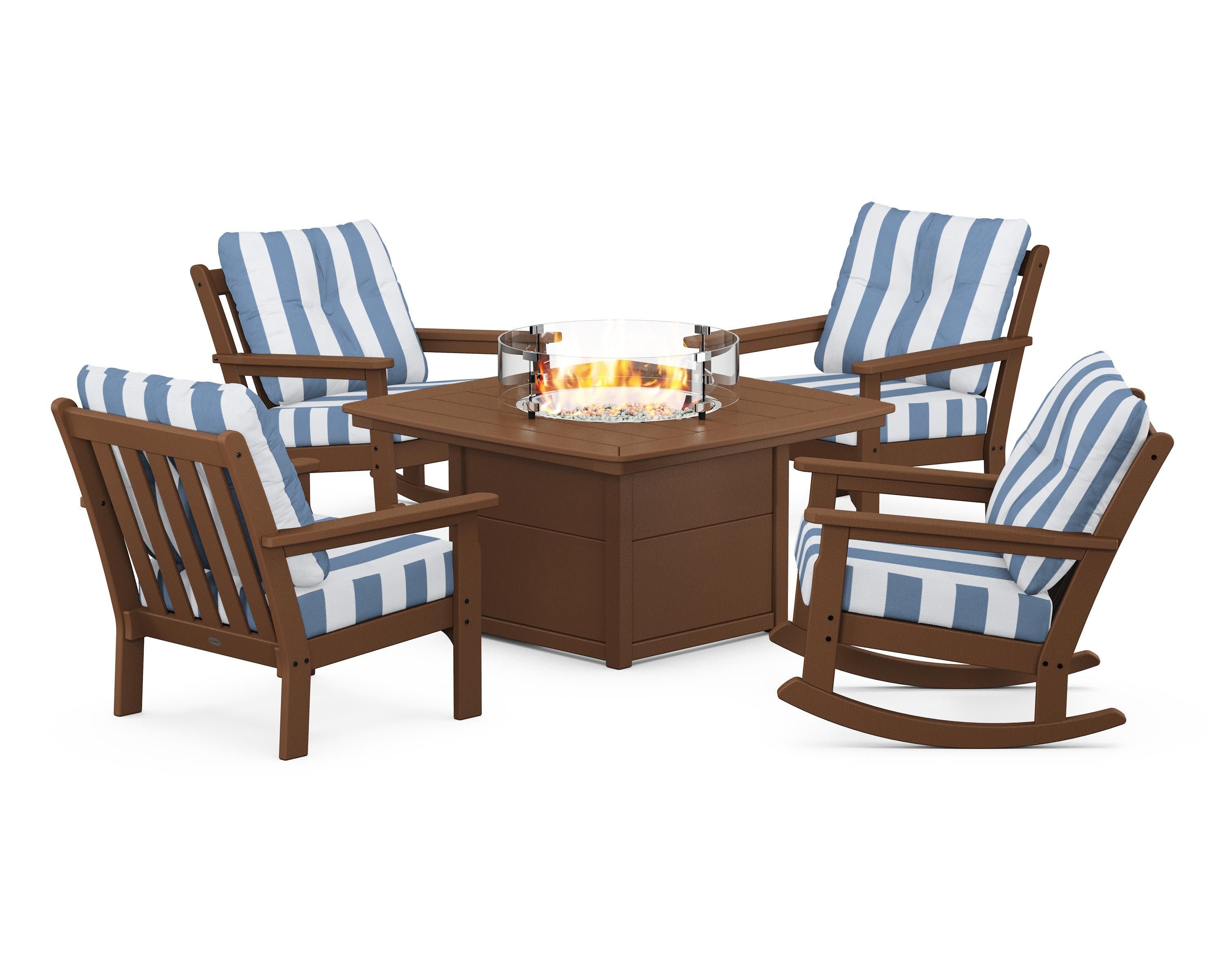 Vineyard 5-Piece Deep Seating Rocking Chair Conversation Set with Fire Pit Table - Image 48