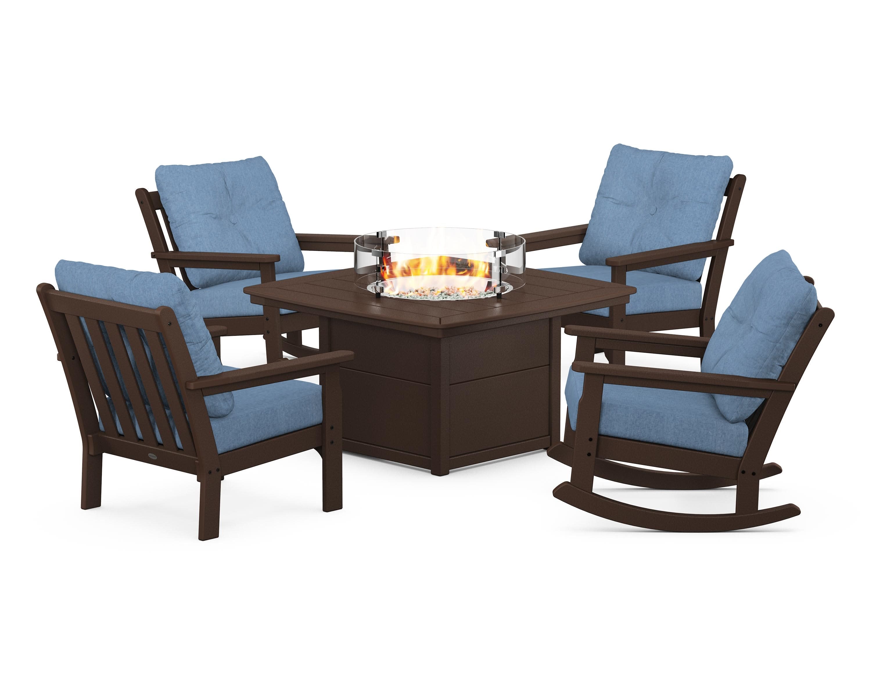 Vineyard 5-Piece Deep Seating Rocking Chair Conversation Set with Fire Pit Table - Image 50