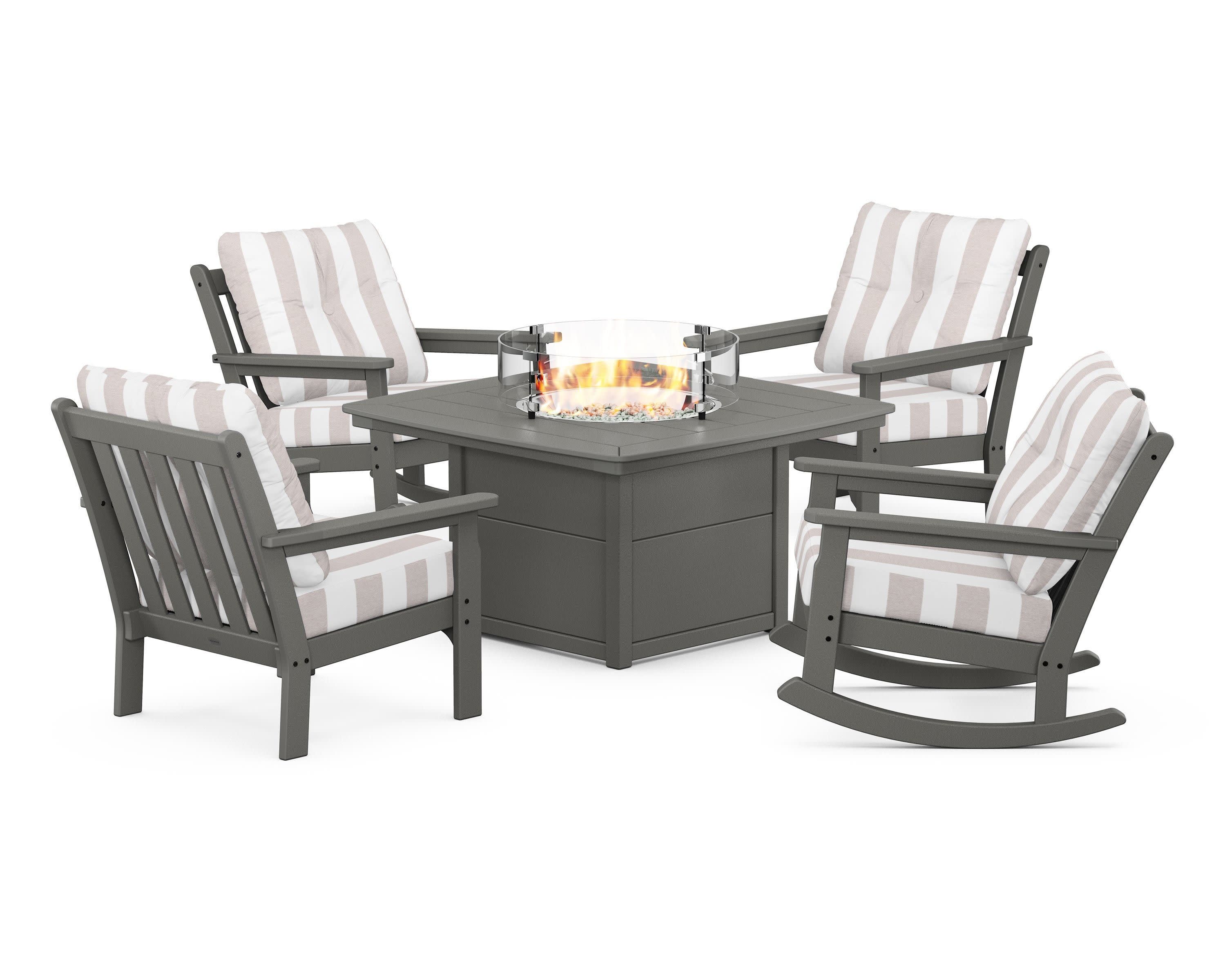 Vineyard 5-Piece Deep Seating Rocking Chair Conversation Set with Fire Pit Table - Image 51