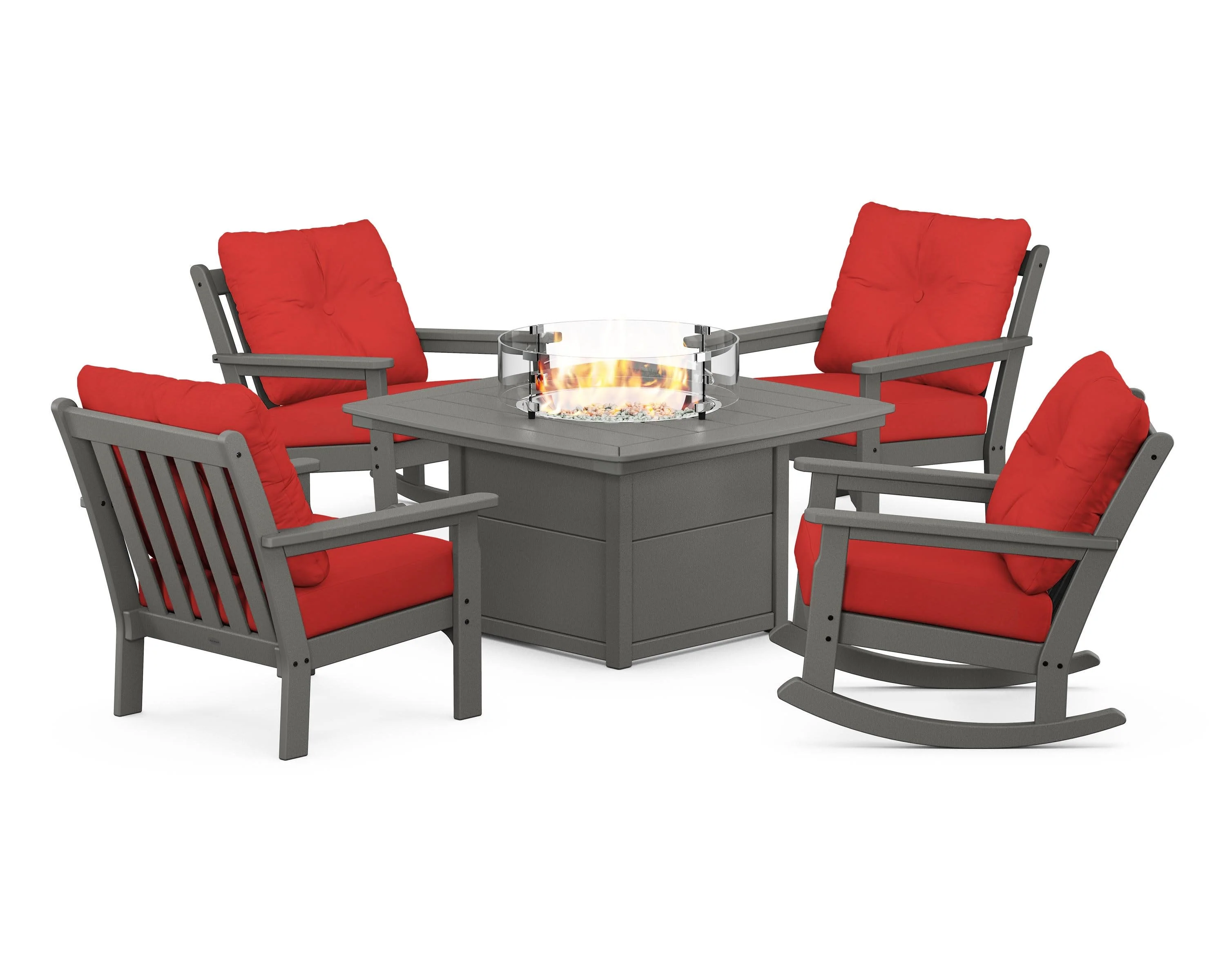 Vineyard 5-Piece Deep Seating Rocking Chair Conversation Set with Fire Pit Table - Image 55