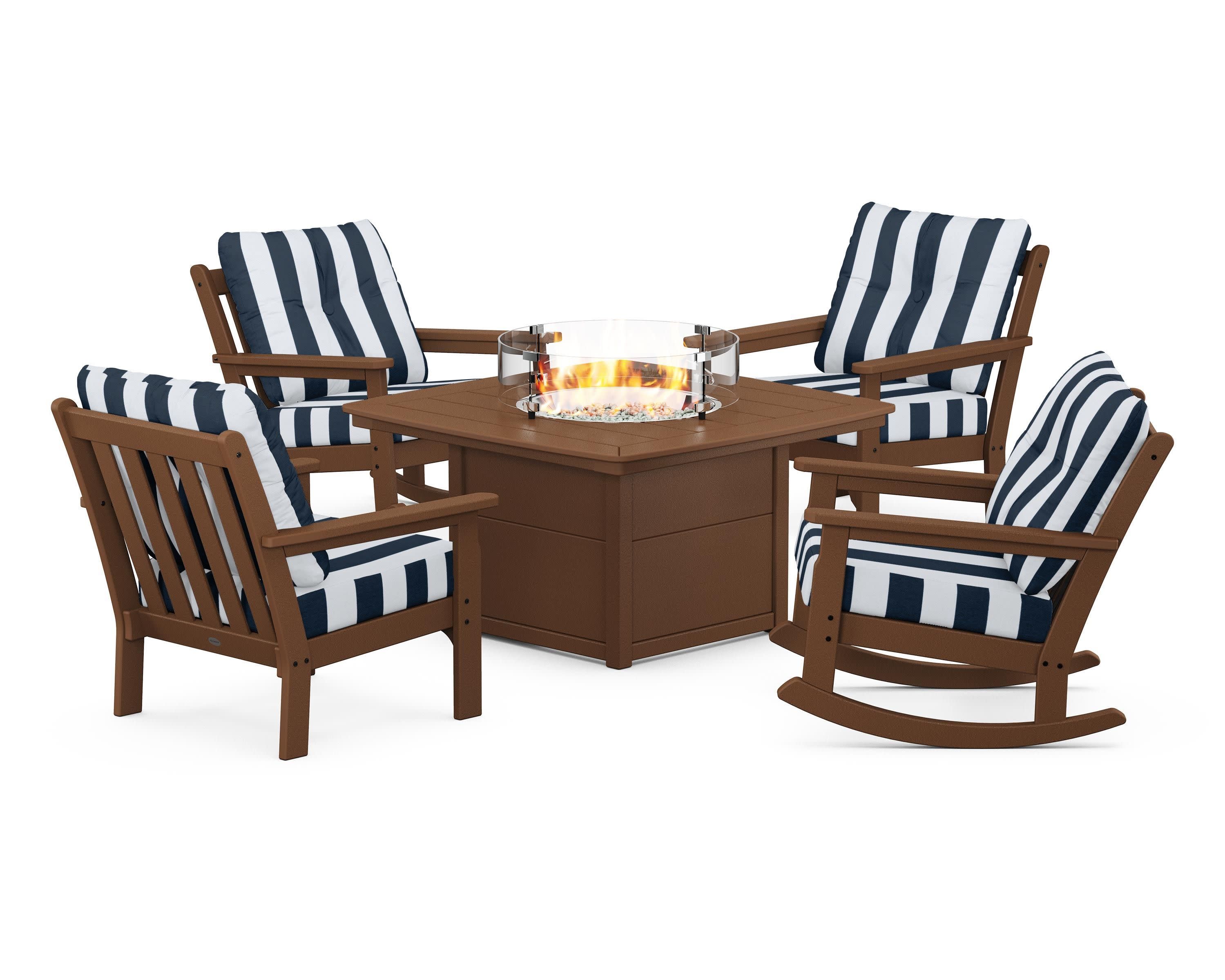 Vineyard 5-Piece Deep Seating Rocking Chair Conversation Set with Fire Pit Table - Image 57
