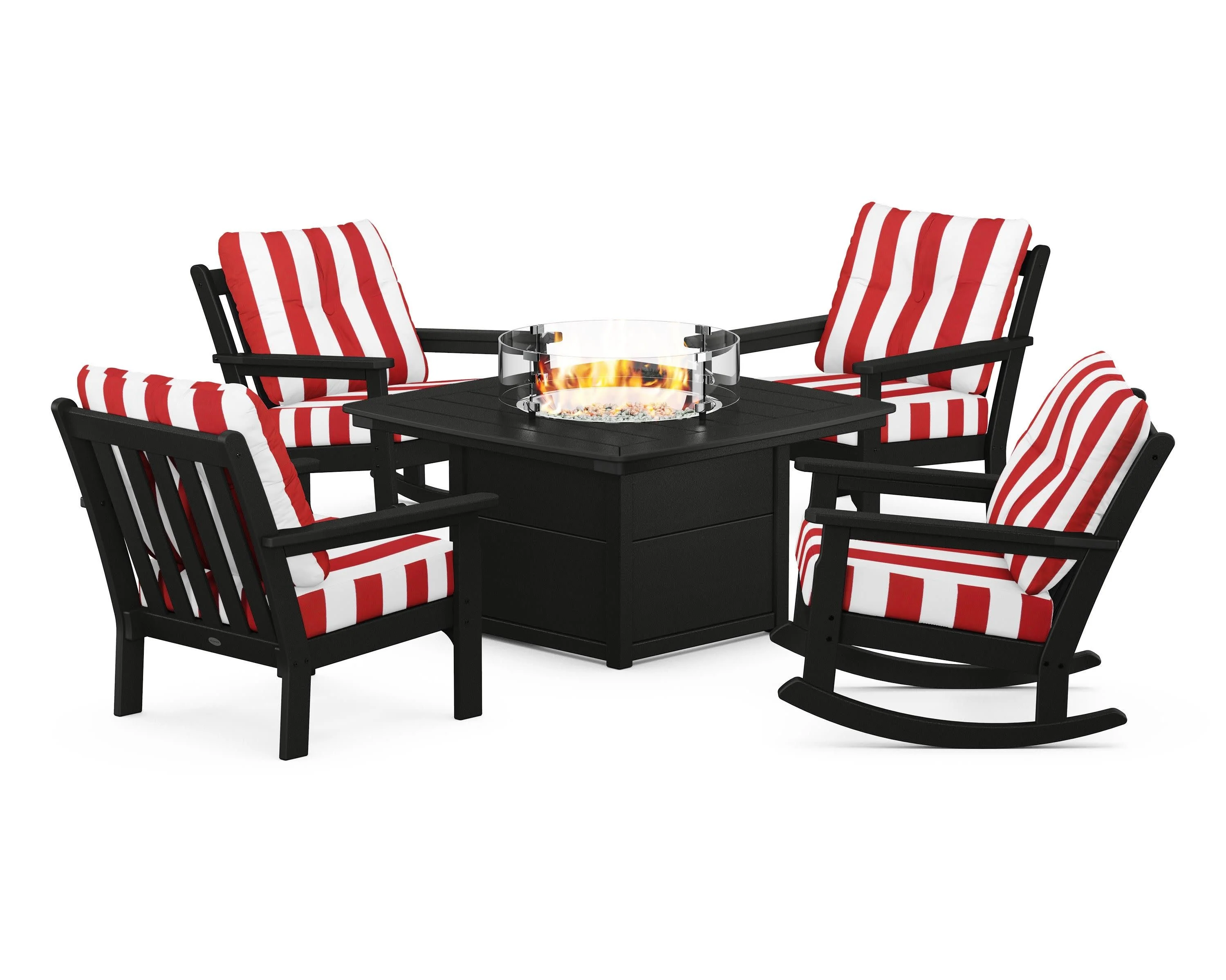 Vineyard 5-Piece Deep Seating Rocking Chair Conversation Set with Fire Pit Table - Image 60