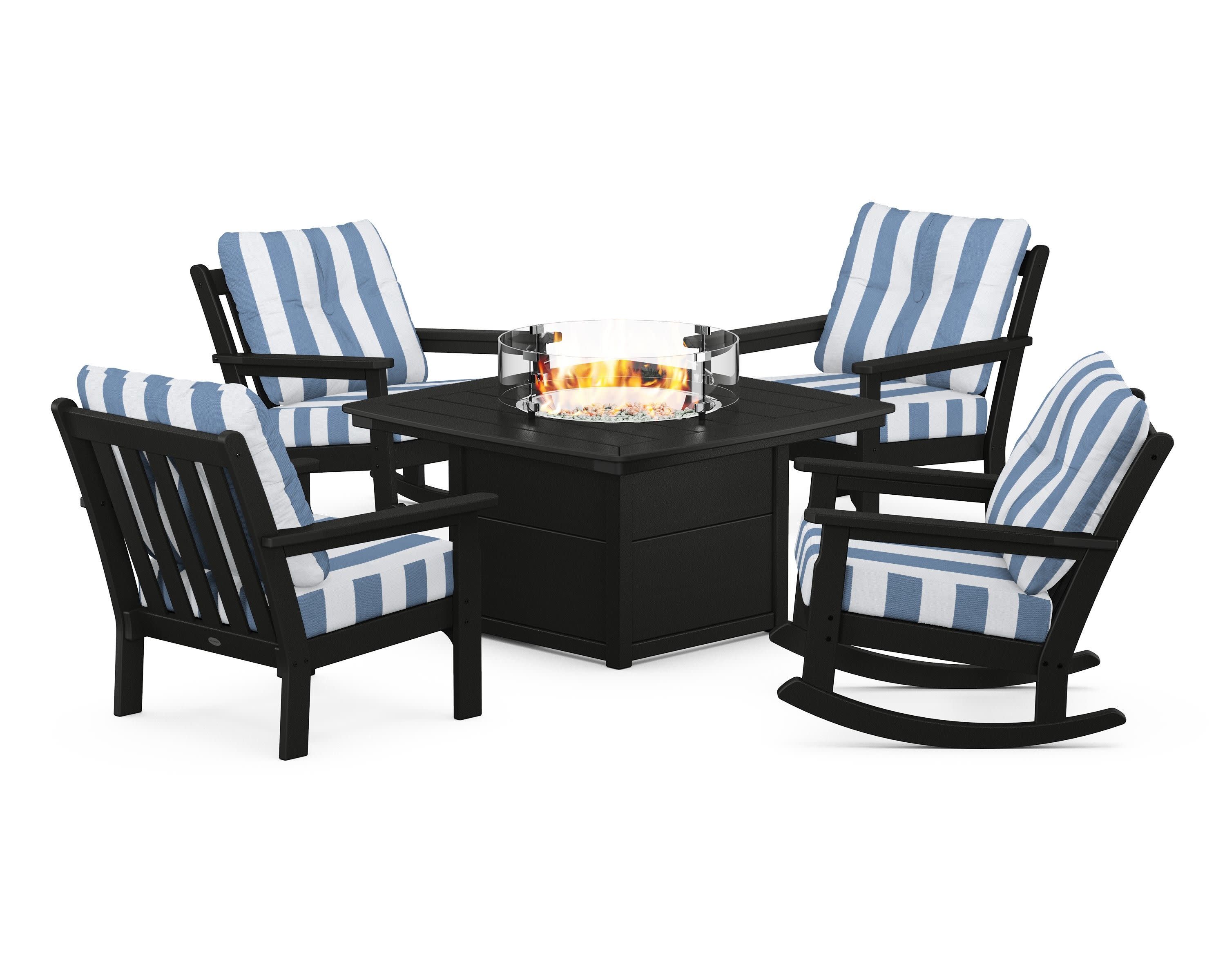 Vineyard 5-Piece Deep Seating Rocking Chair Conversation Set with Fire Pit Table - Image 62