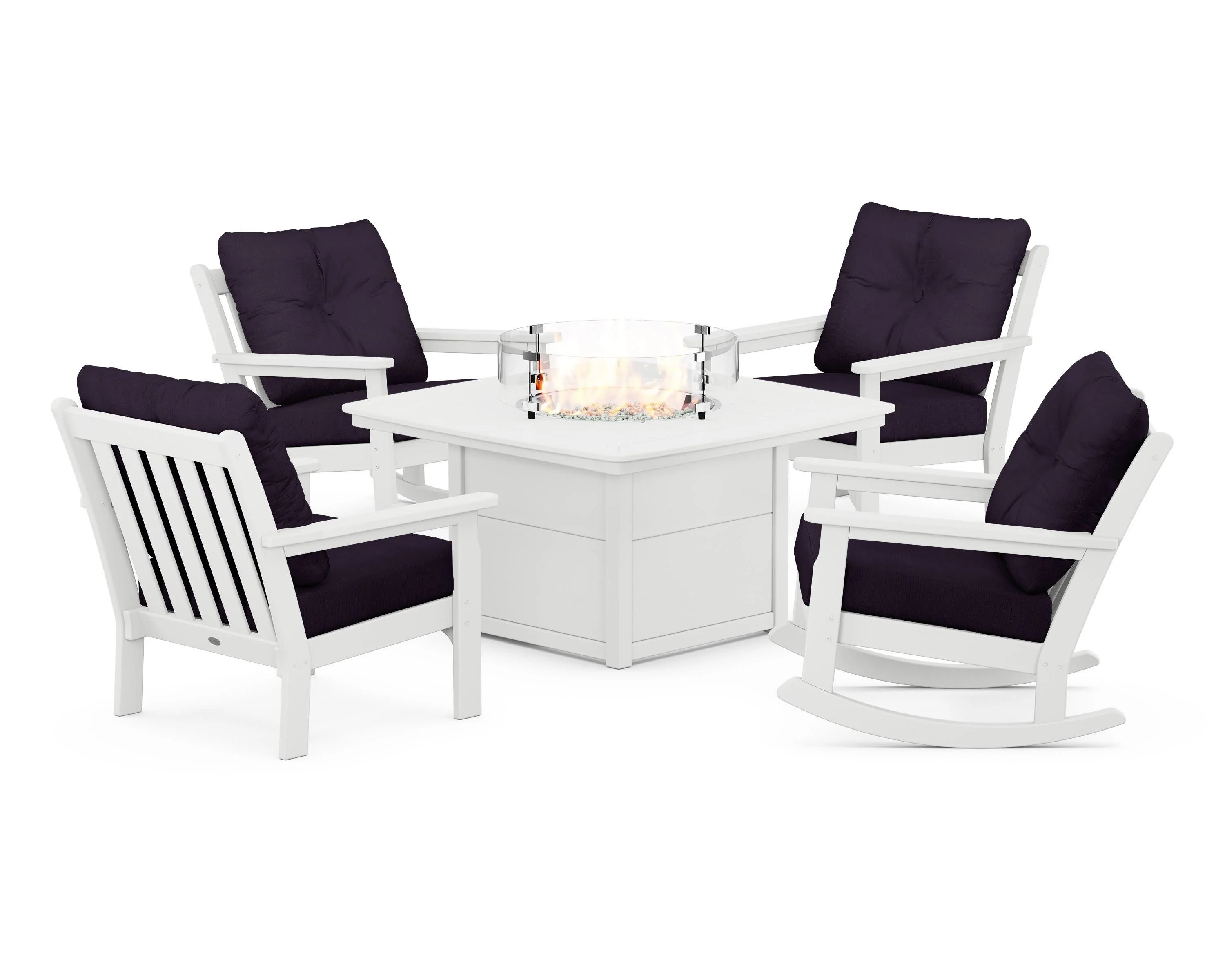 Vineyard 5-Piece Deep Seating Rocking Chair Conversation Set with Fire Pit Table - Image 63