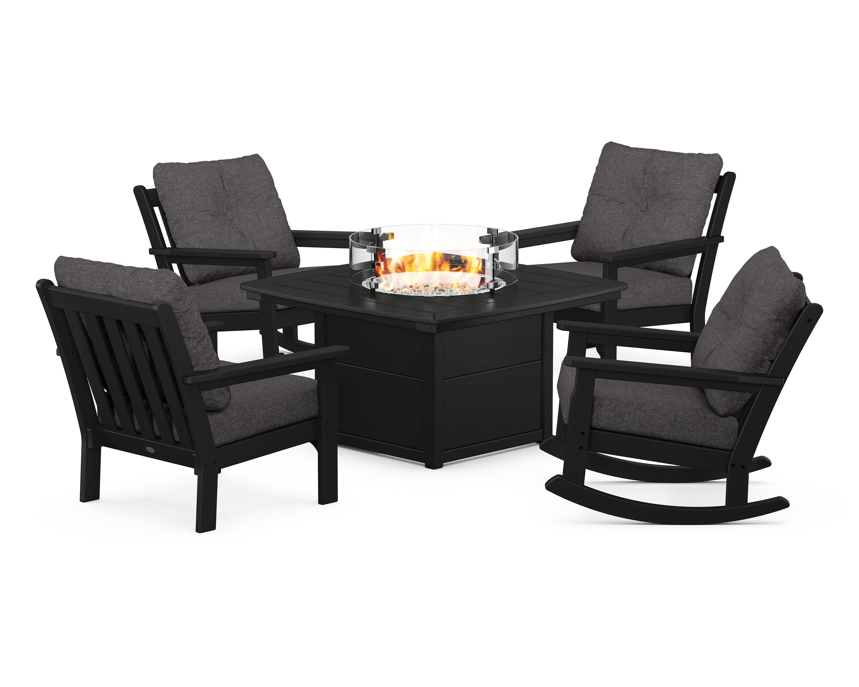 Vineyard 5-Piece Deep Seating Rocking Chair Conversation Set with Fire Pit Table - Image 65