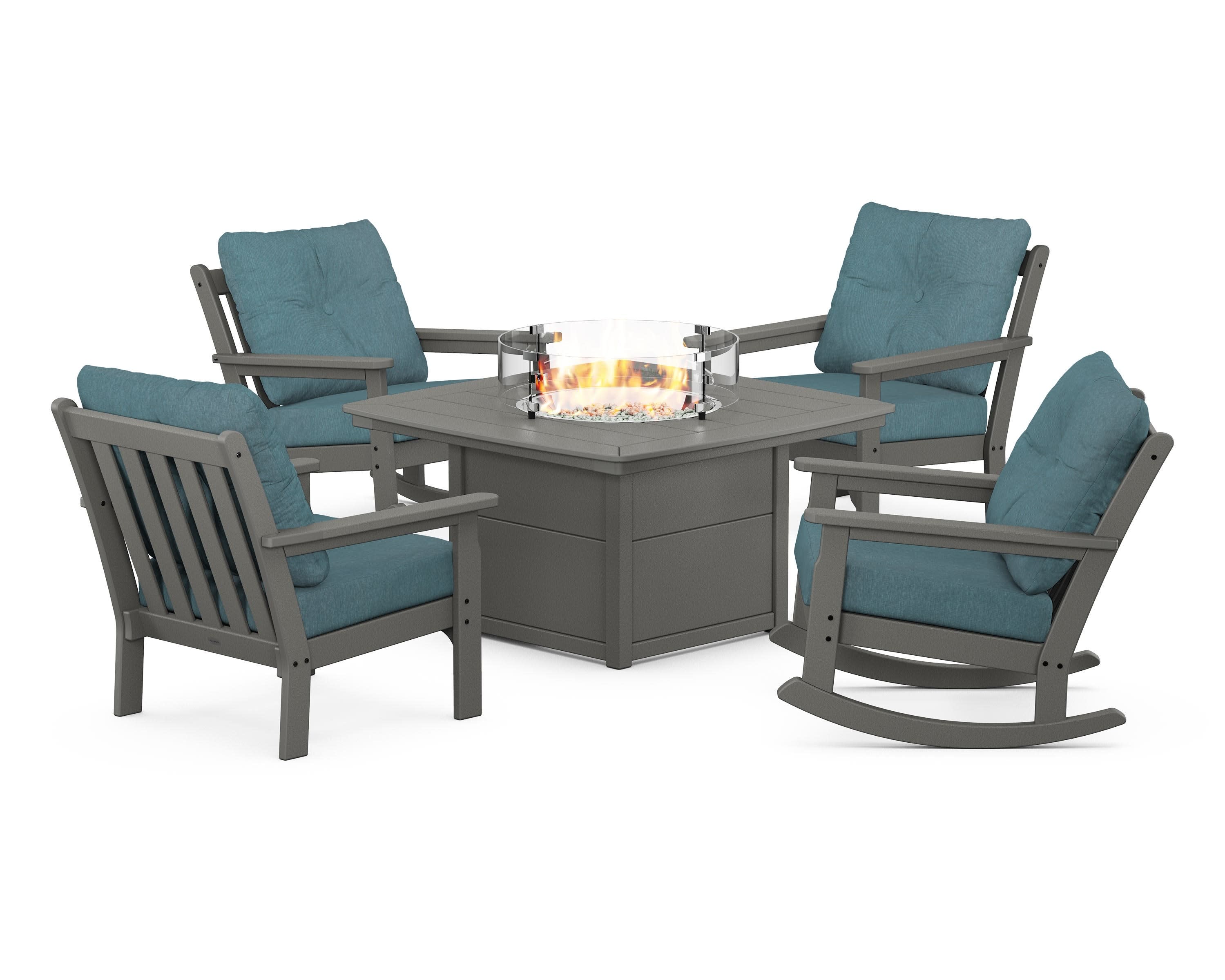 Vineyard 5-Piece Deep Seating Rocking Chair Conversation Set with Fire Pit Table - Image 68