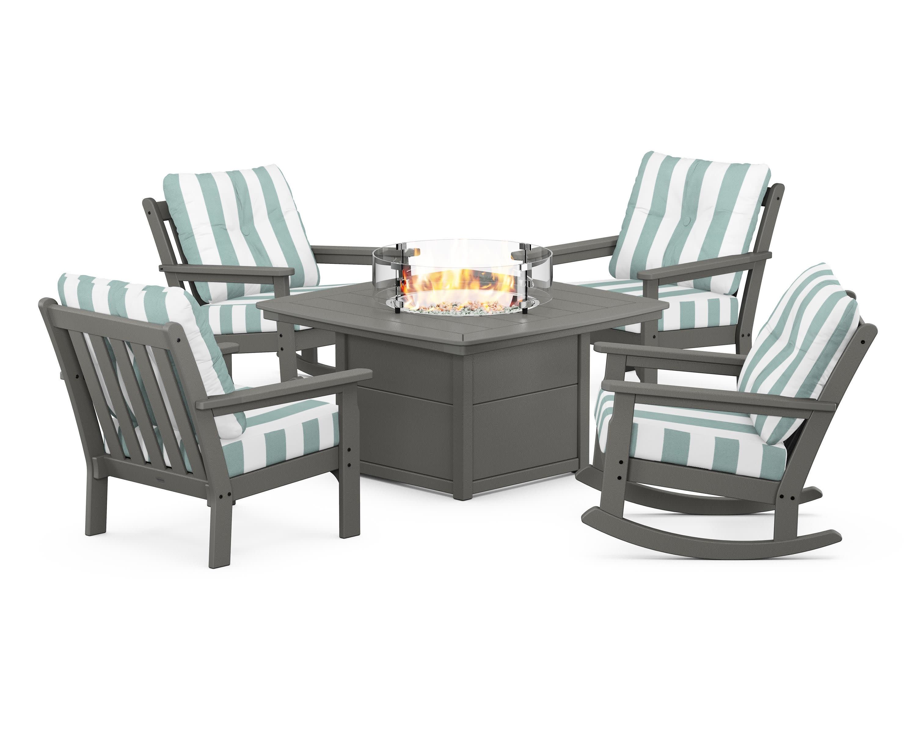 Vineyard 5-Piece Deep Seating Rocking Chair Conversation Set with Fire Pit Table - Image 69