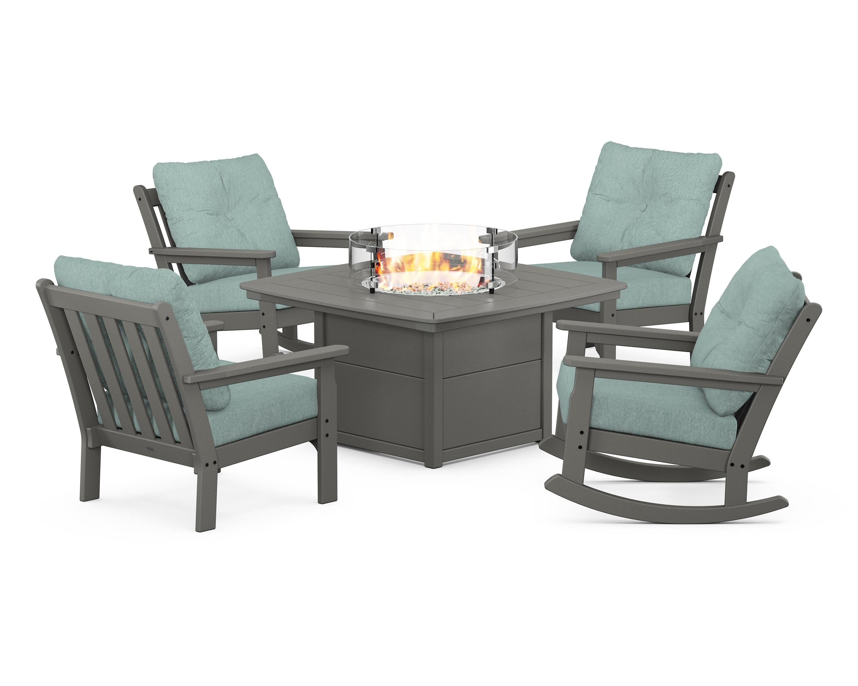 Vineyard 5-Piece Deep Seating Rocking Chair Conversation Set with Fire Pit Table - Image 70