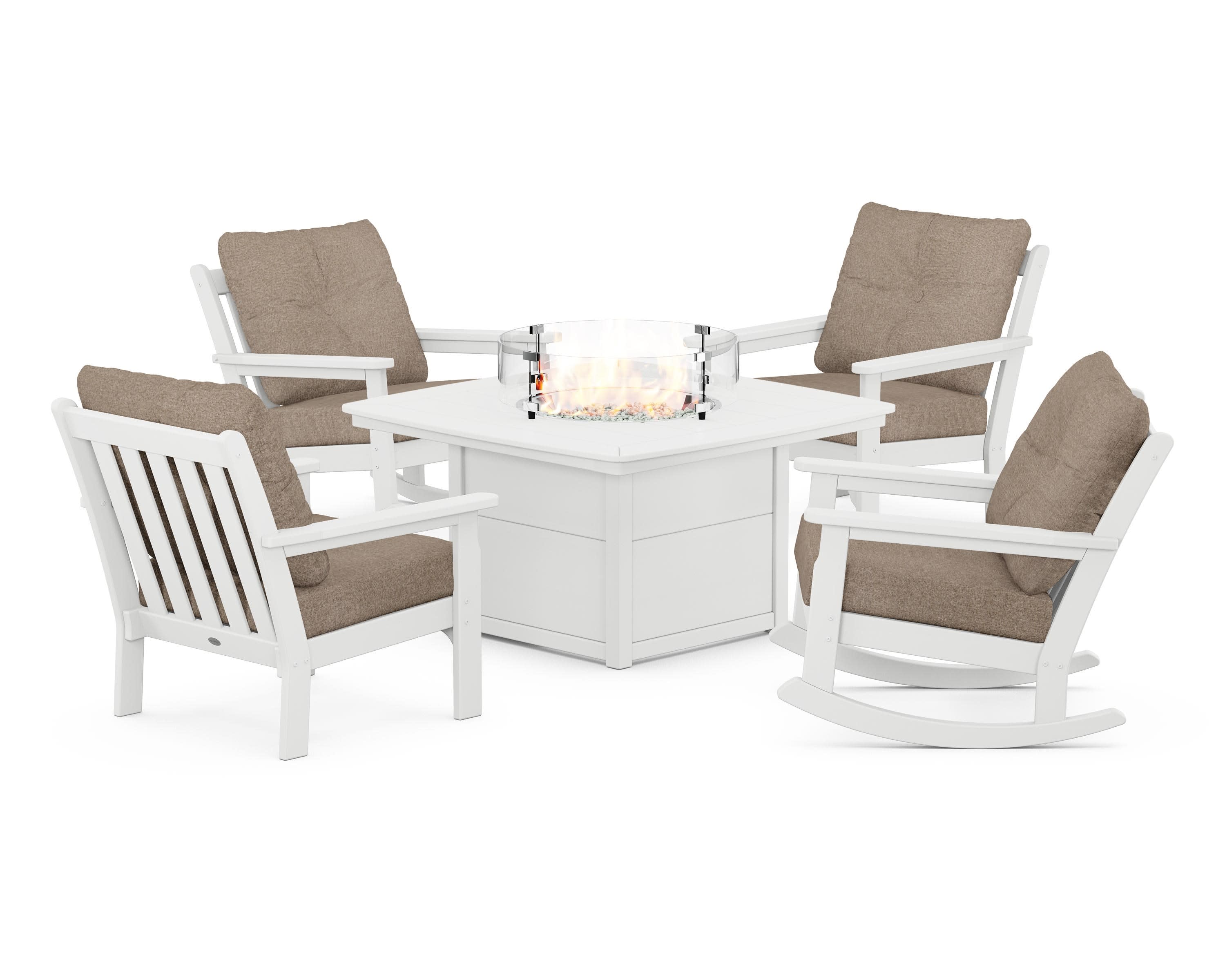 Vineyard 5-Piece Deep Seating Rocking Chair Conversation Set with Fire Pit Table - Image 80