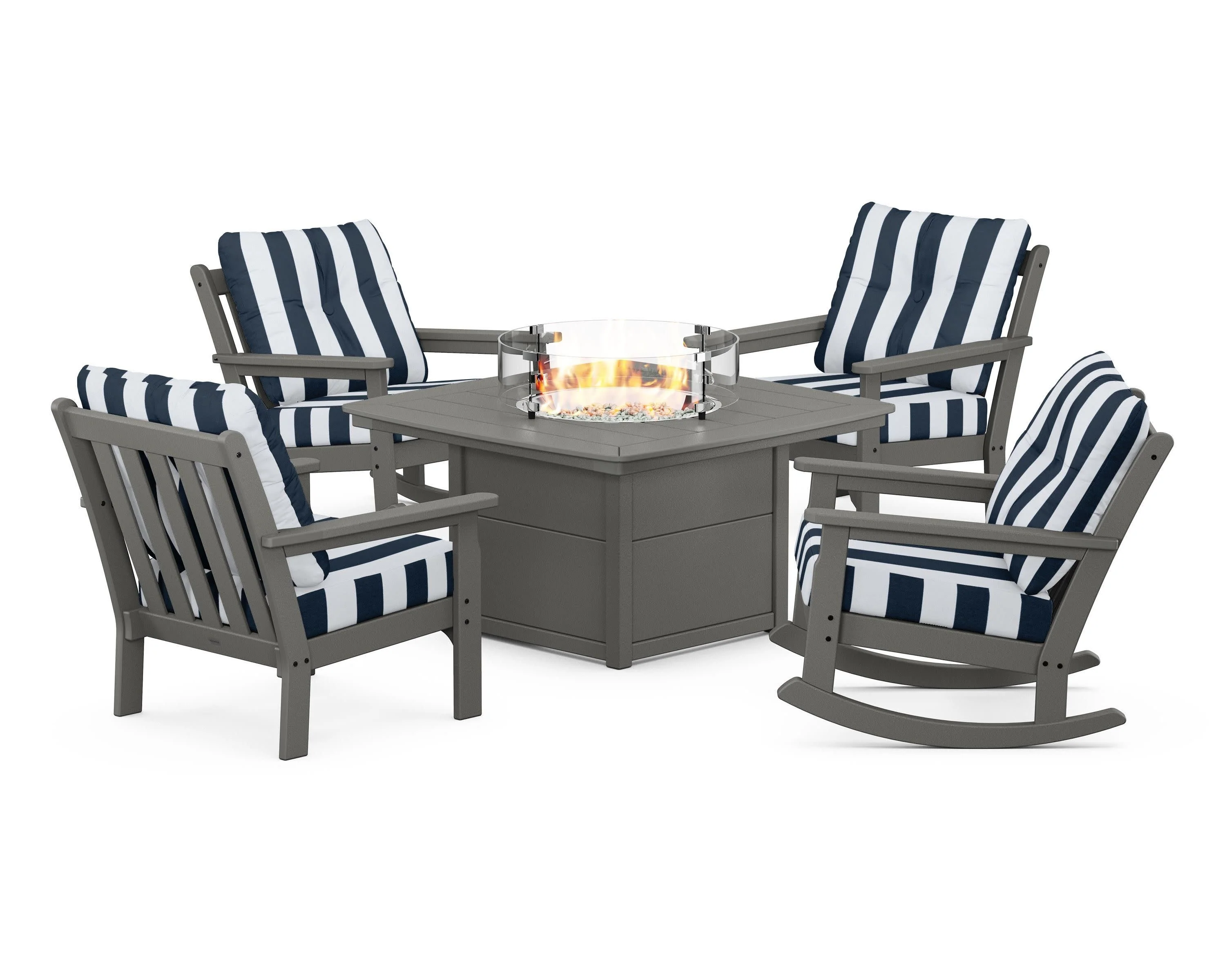 Vineyard 5-Piece Deep Seating Rocking Chair Conversation Set with Fire Pit Table - Image 81