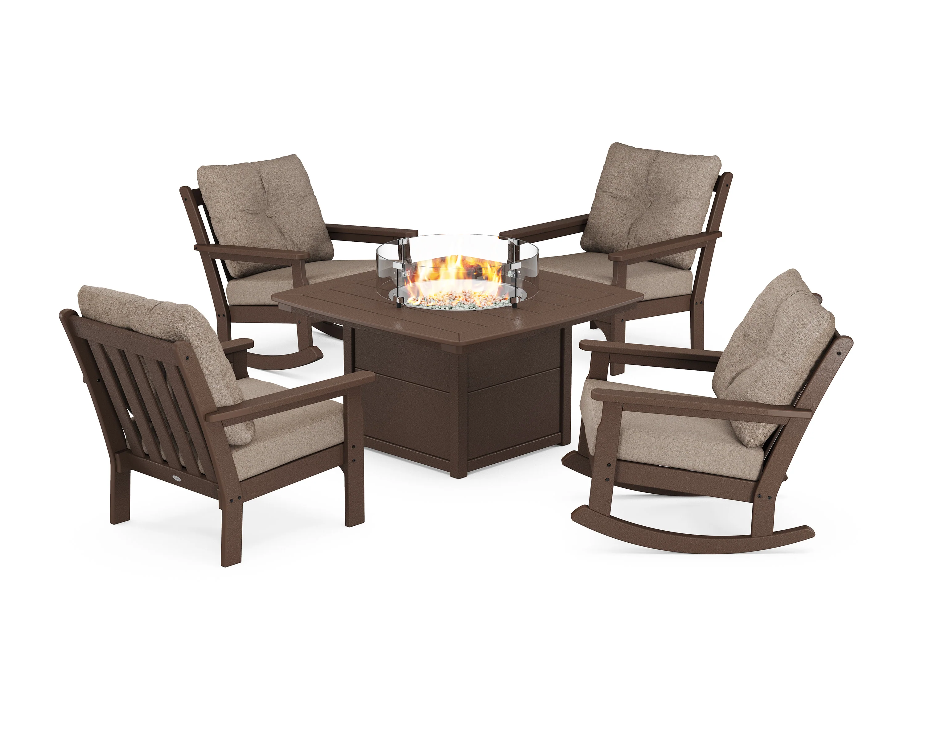 Vineyard 5-Piece Deep Seating Rocking Chair Conversation Set with Fire Pit Table - Image 83