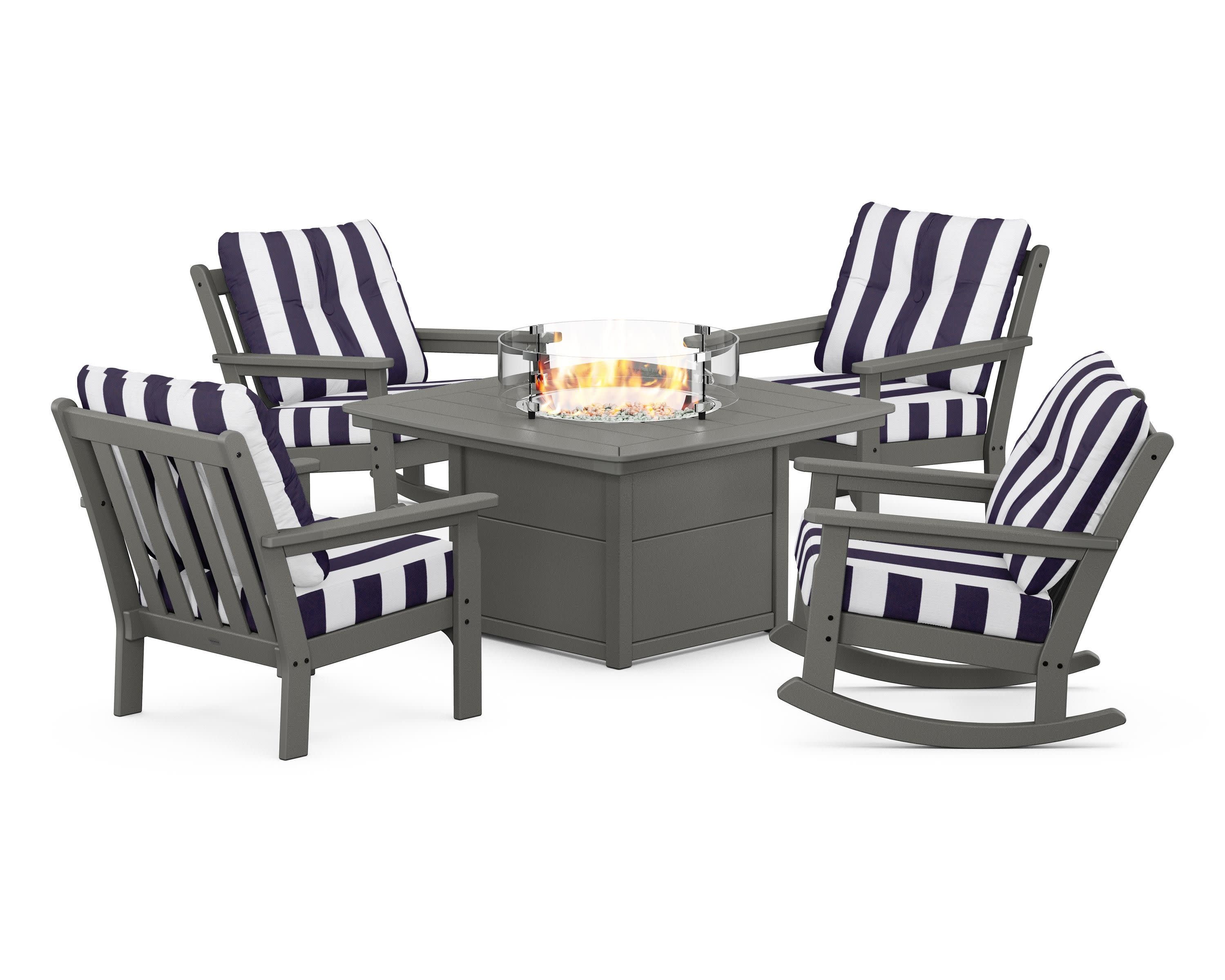 Vineyard 5-Piece Deep Seating Rocking Chair Conversation Set with Fire Pit Table - Image 90