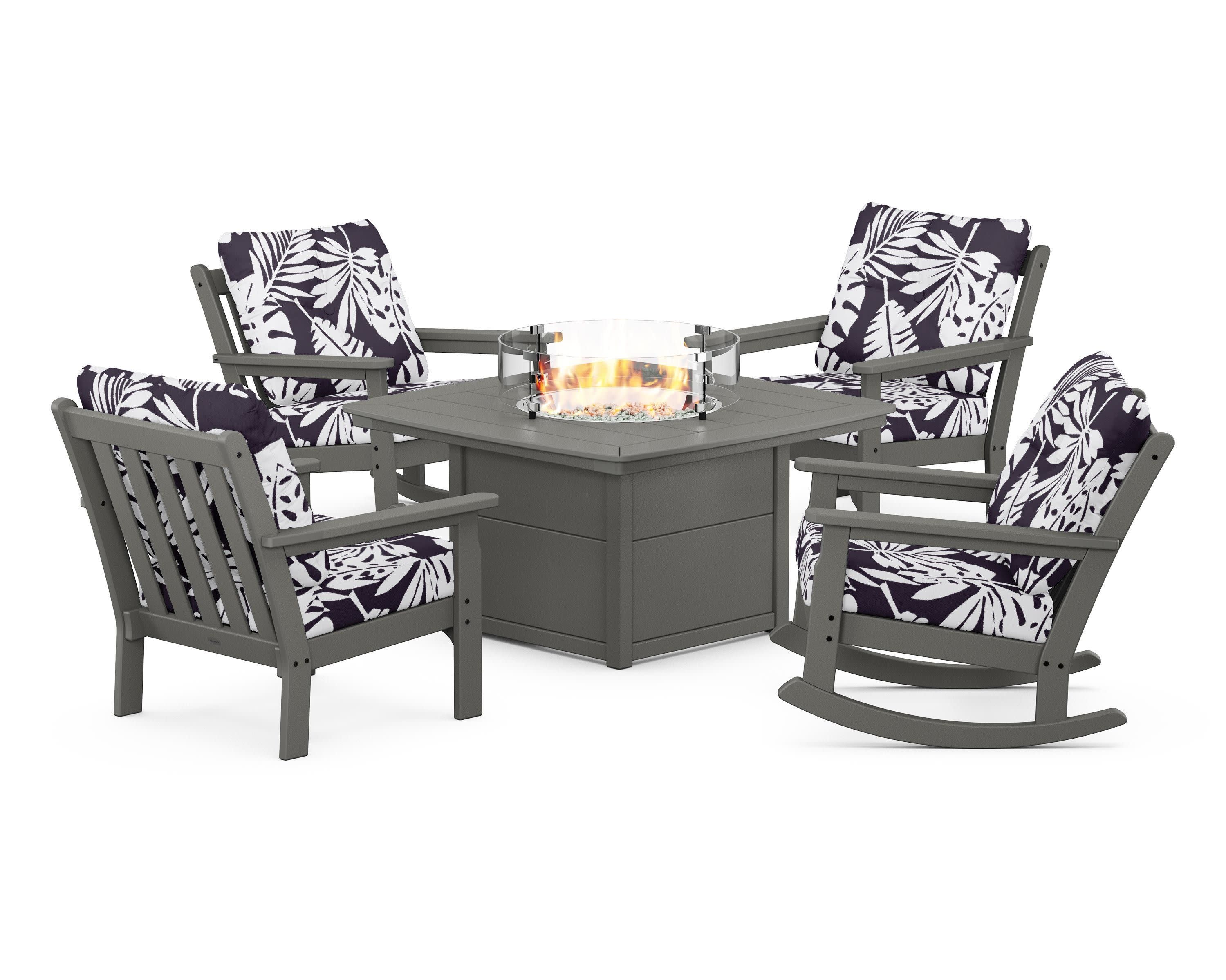 Vineyard 5-Piece Deep Seating Rocking Chair Conversation Set with Fire Pit Table - Image 91