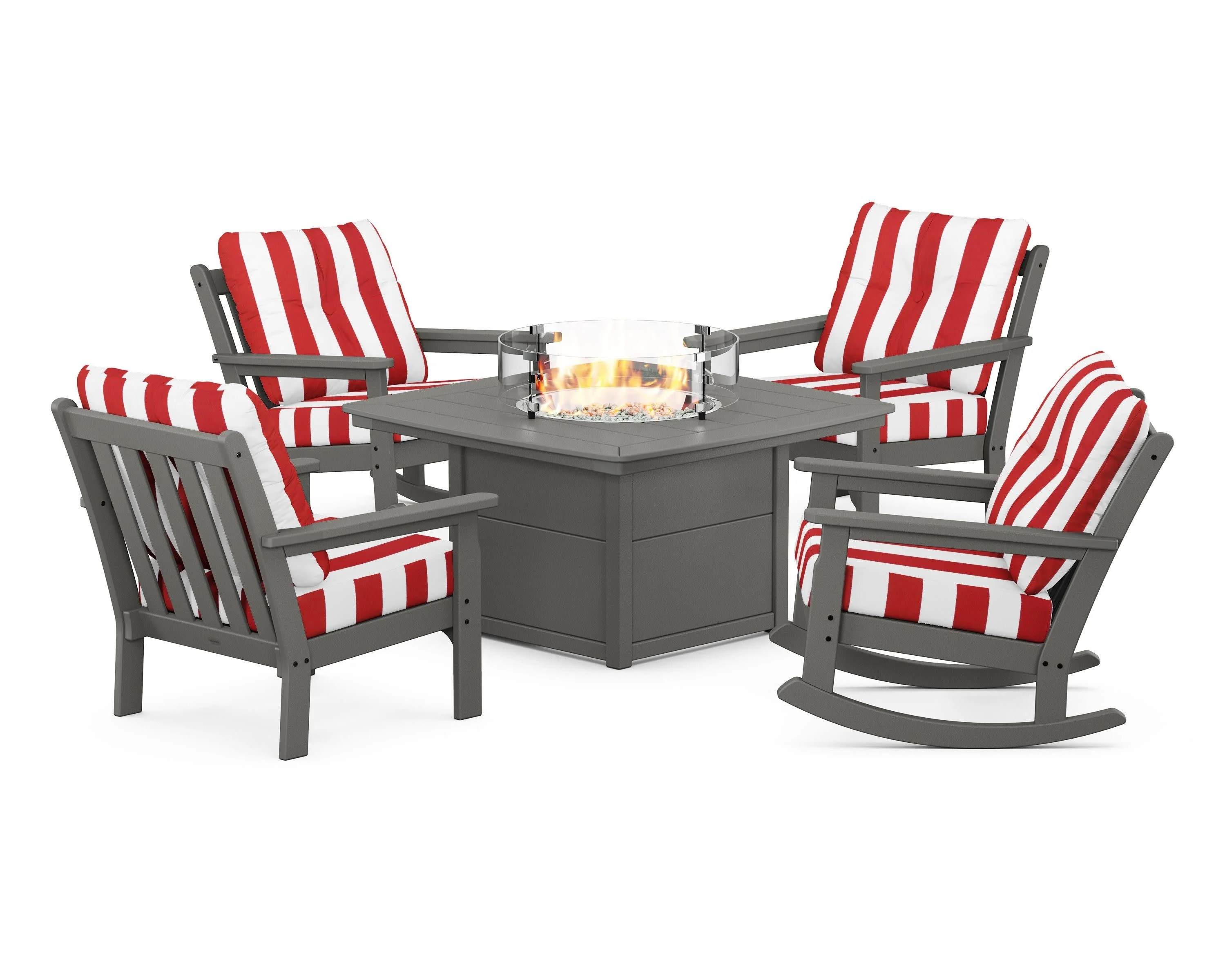 Vineyard 5-Piece Deep Seating Rocking Chair Conversation Set with Fire Pit Table - Image 92