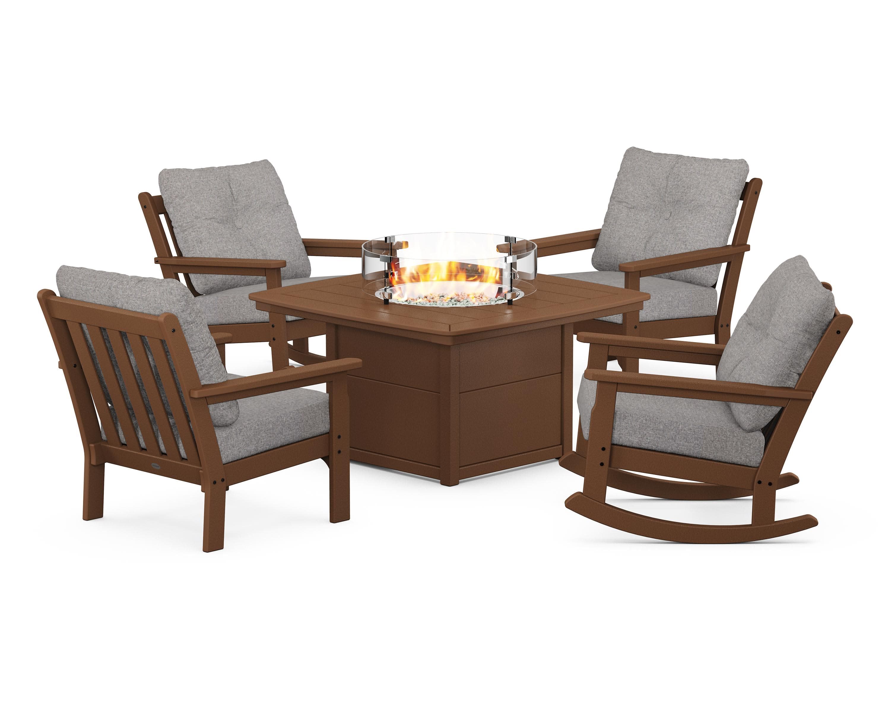 Vineyard 5-Piece Deep Seating Rocking Chair Conversation Set with Fire Pit Table - Image 93