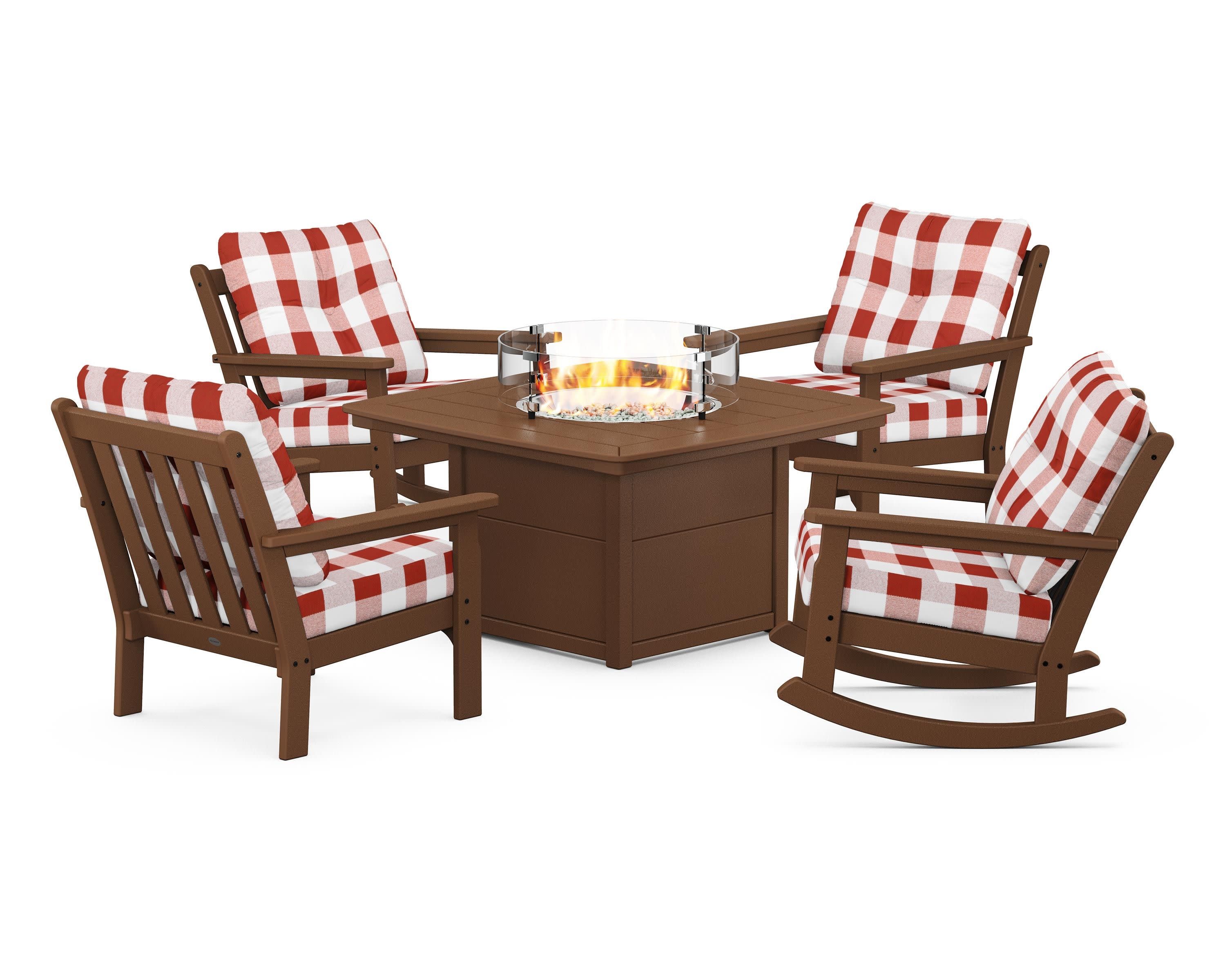 Vineyard 5-Piece Deep Seating Rocking Chair Conversation Set with Fire Pit Table - Image 97