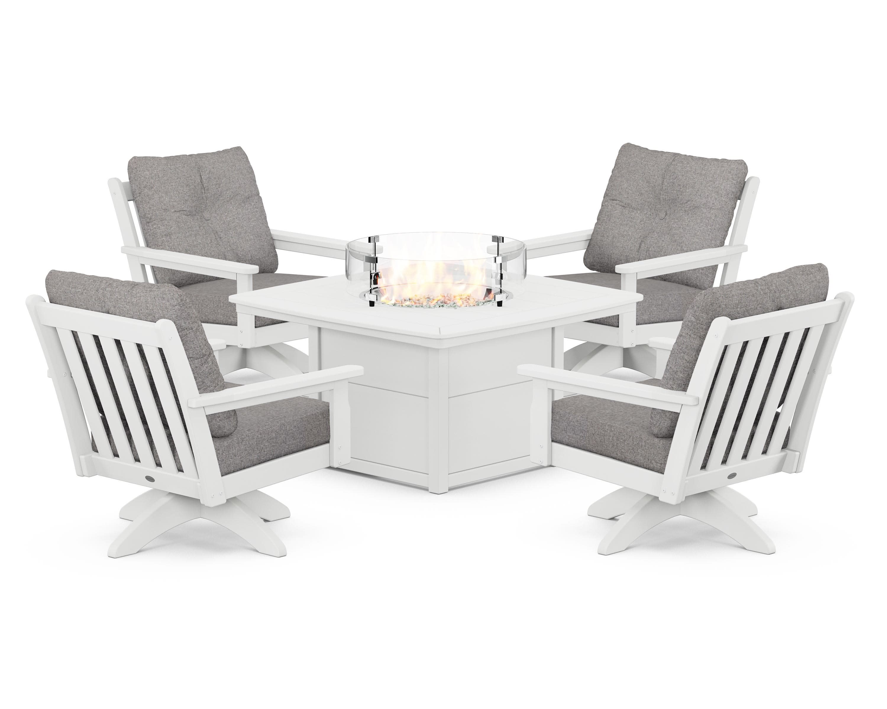 Vineyard 5-Piece Deep Seating Swivel Conversation Set with Fire Pit Table - Image 102