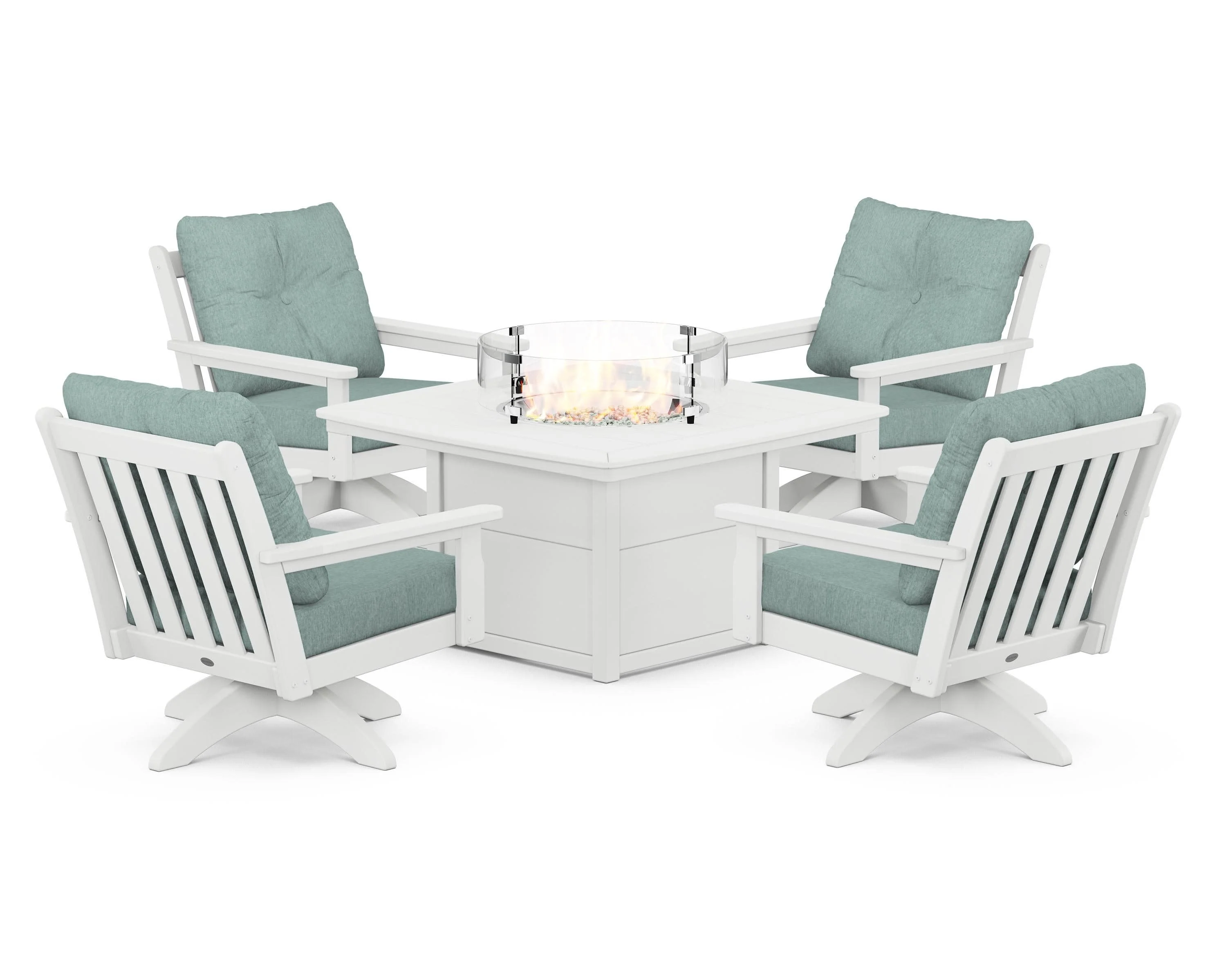 Vineyard 5-Piece Deep Seating Swivel Conversation Set with Fire Pit Table - Image 109