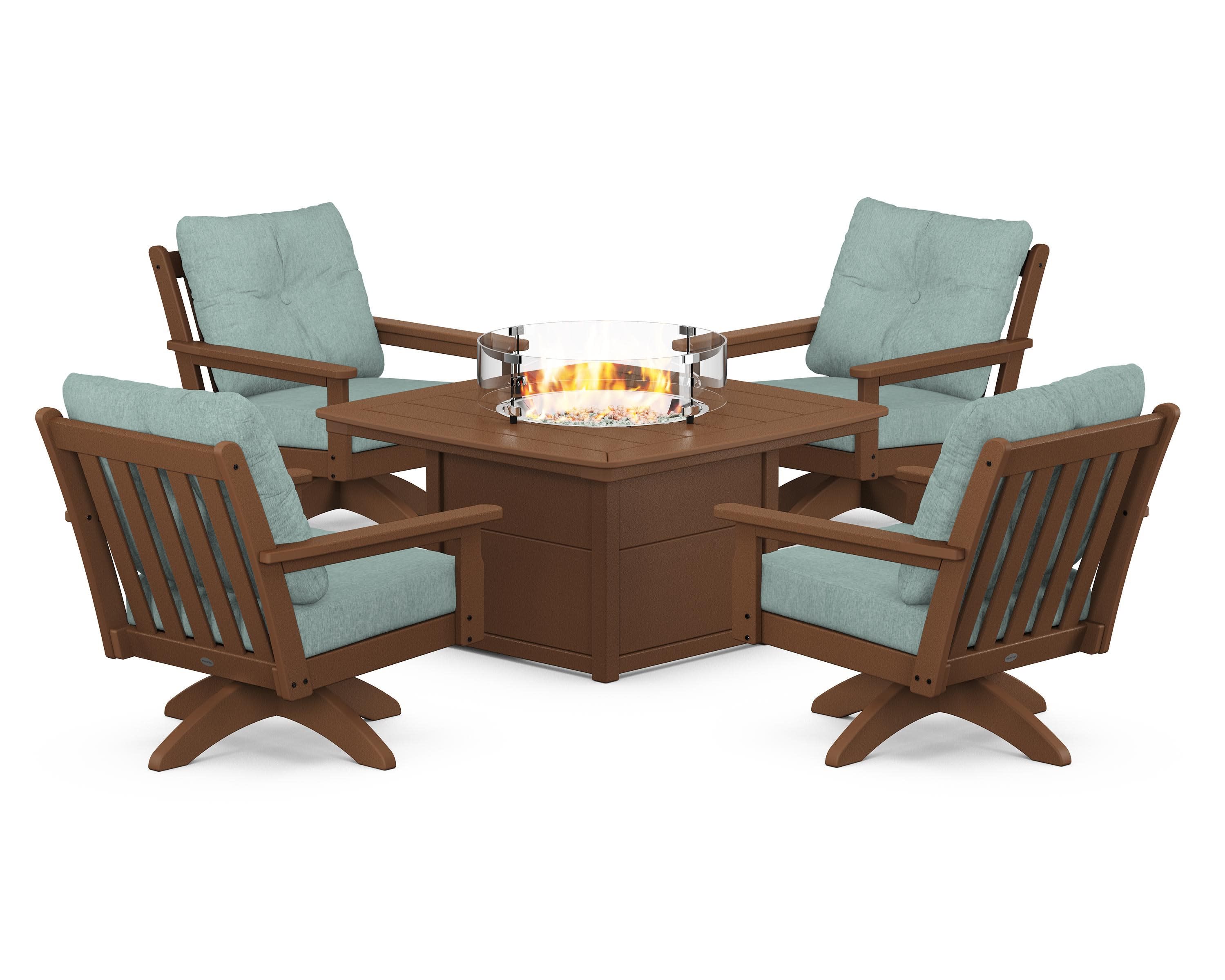 Vineyard 5-Piece Deep Seating Swivel Conversation Set with Fire Pit Table - Image 113