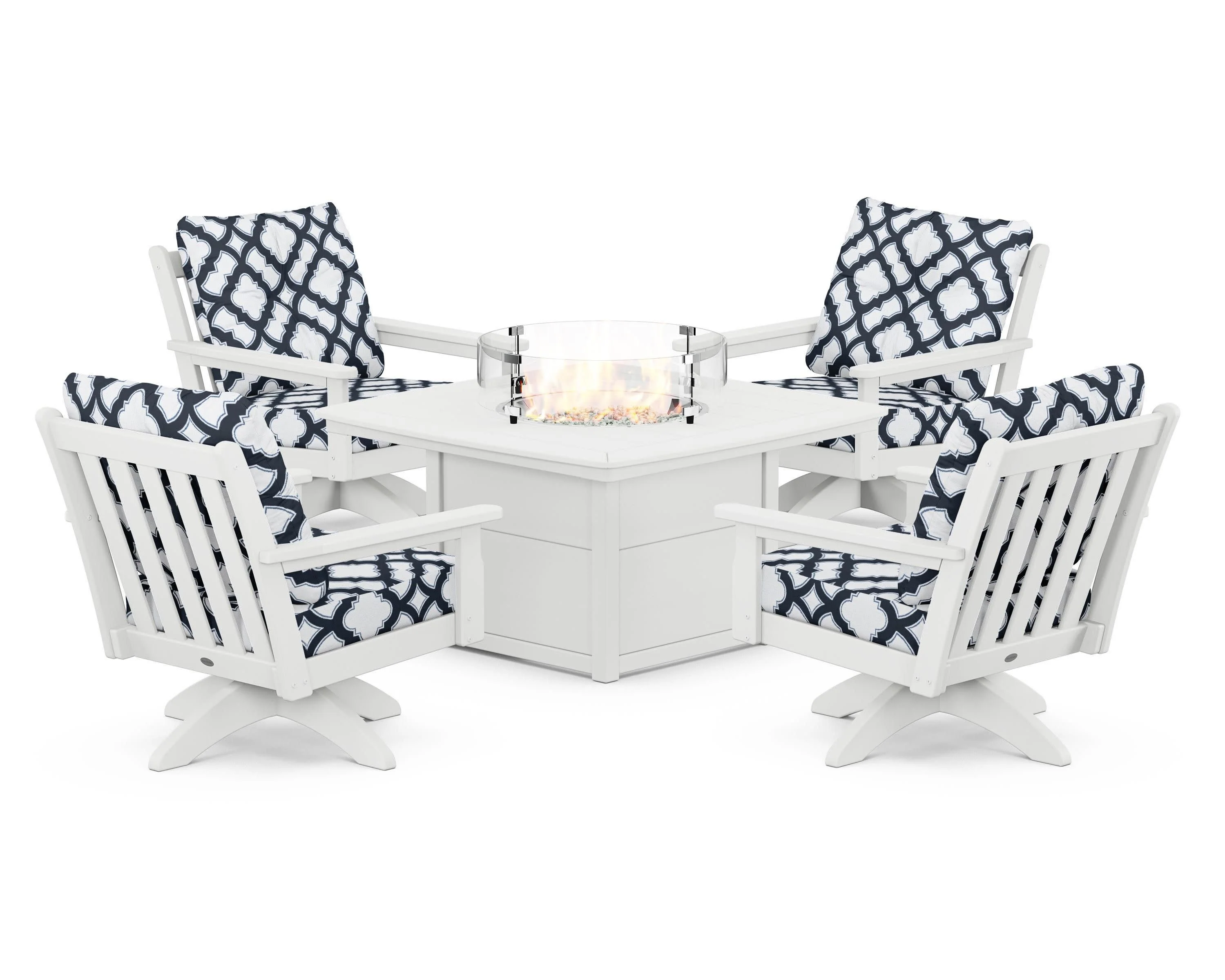 Vineyard 5-Piece Deep Seating Swivel Conversation Set with Fire Pit Table - Image 123