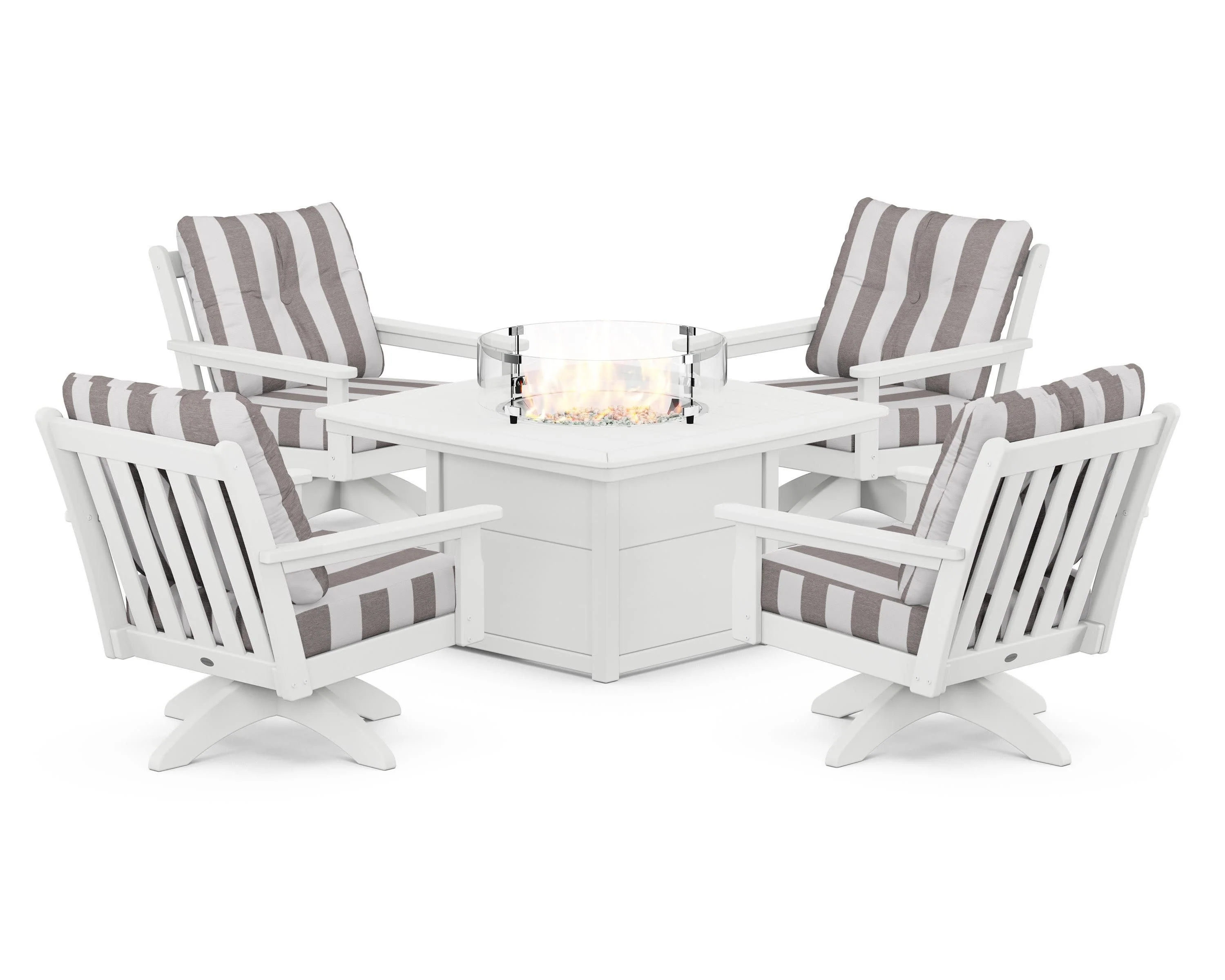 Vineyard 5-Piece Deep Seating Swivel Conversation Set with Fire Pit Table - Image 125