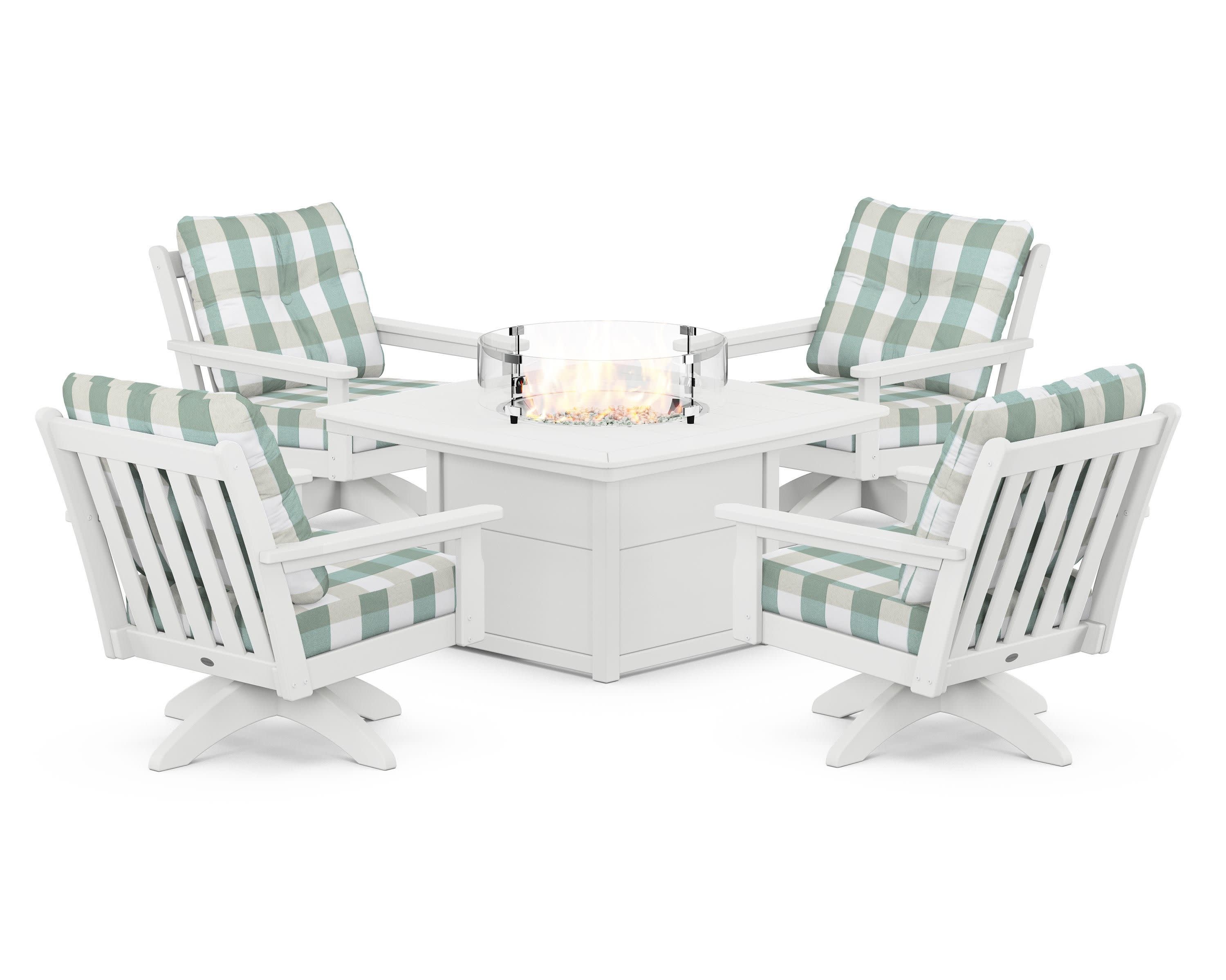 Vineyard 5-Piece Deep Seating Swivel Conversation Set with Fire Pit Table - Image 133