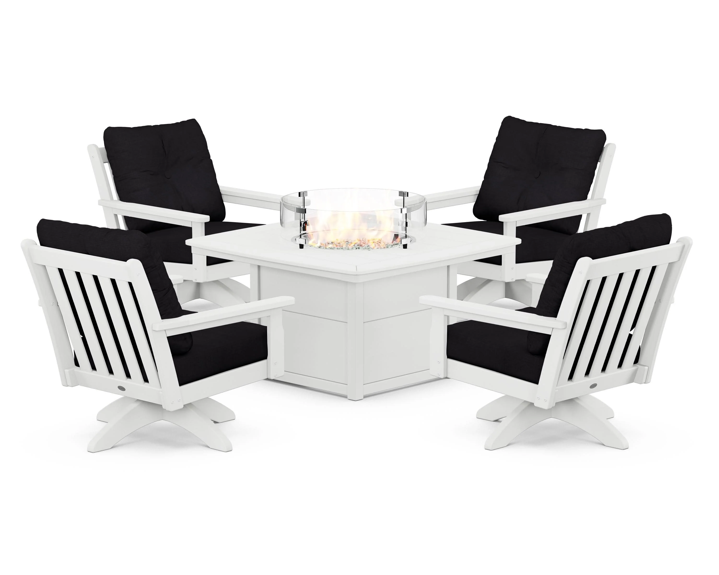Vineyard 5-Piece Deep Seating Swivel Conversation Set with Fire Pit Table - Image 136