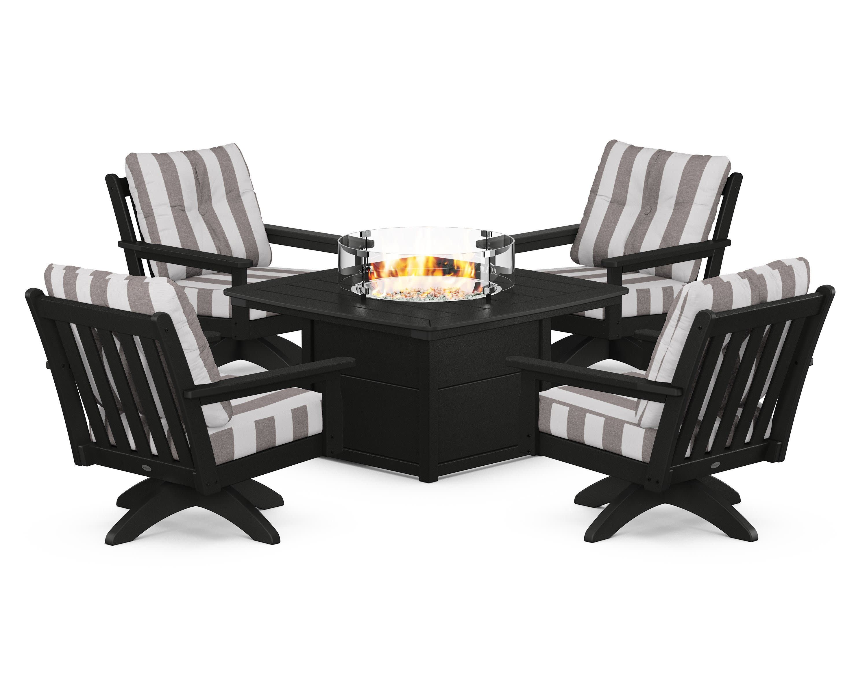Vineyard 5-Piece Deep Seating Swivel Conversation Set with Fire Pit Table - Image 138