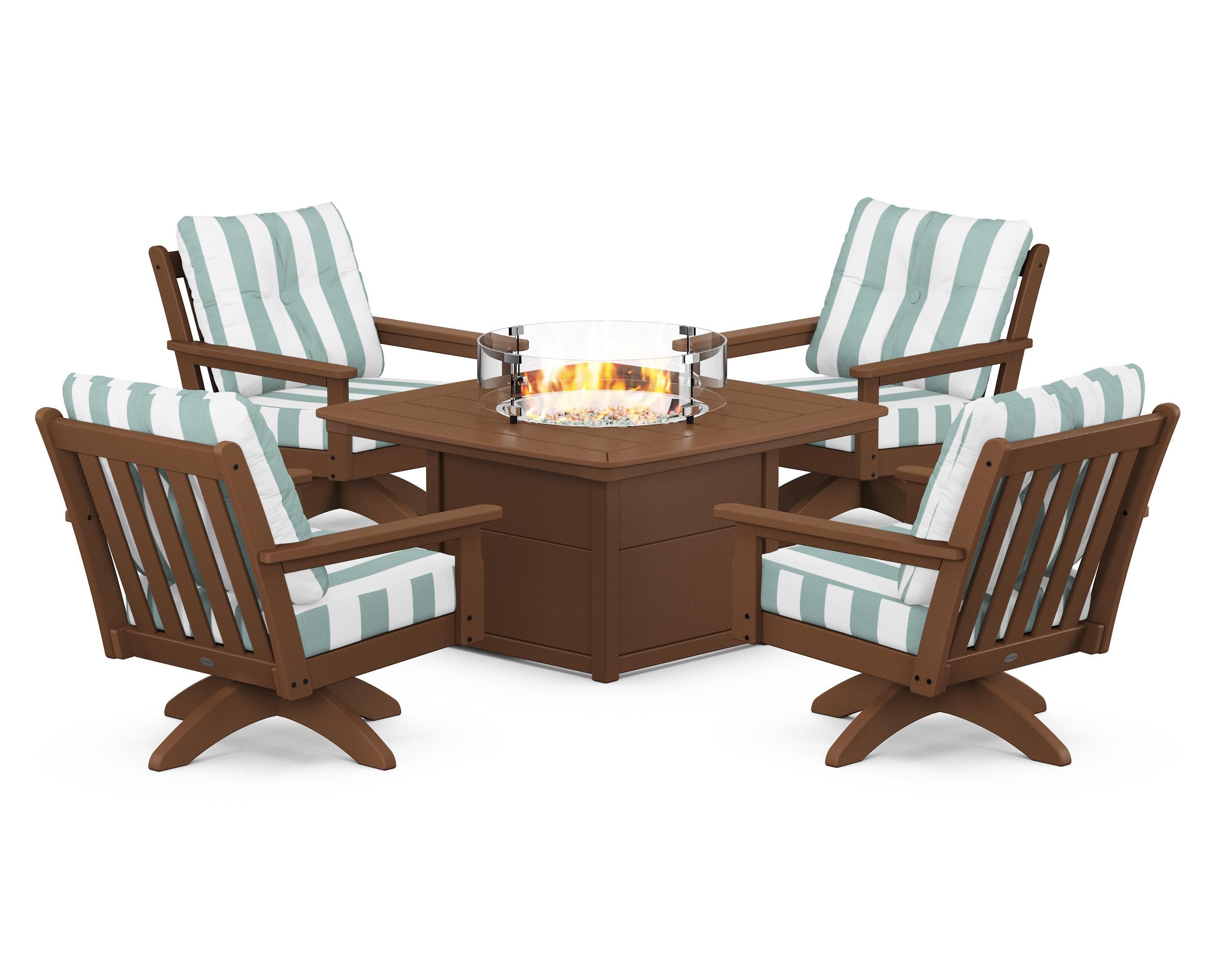 Vineyard 5-Piece Deep Seating Swivel Conversation Set with Fire Pit Table - Image 141