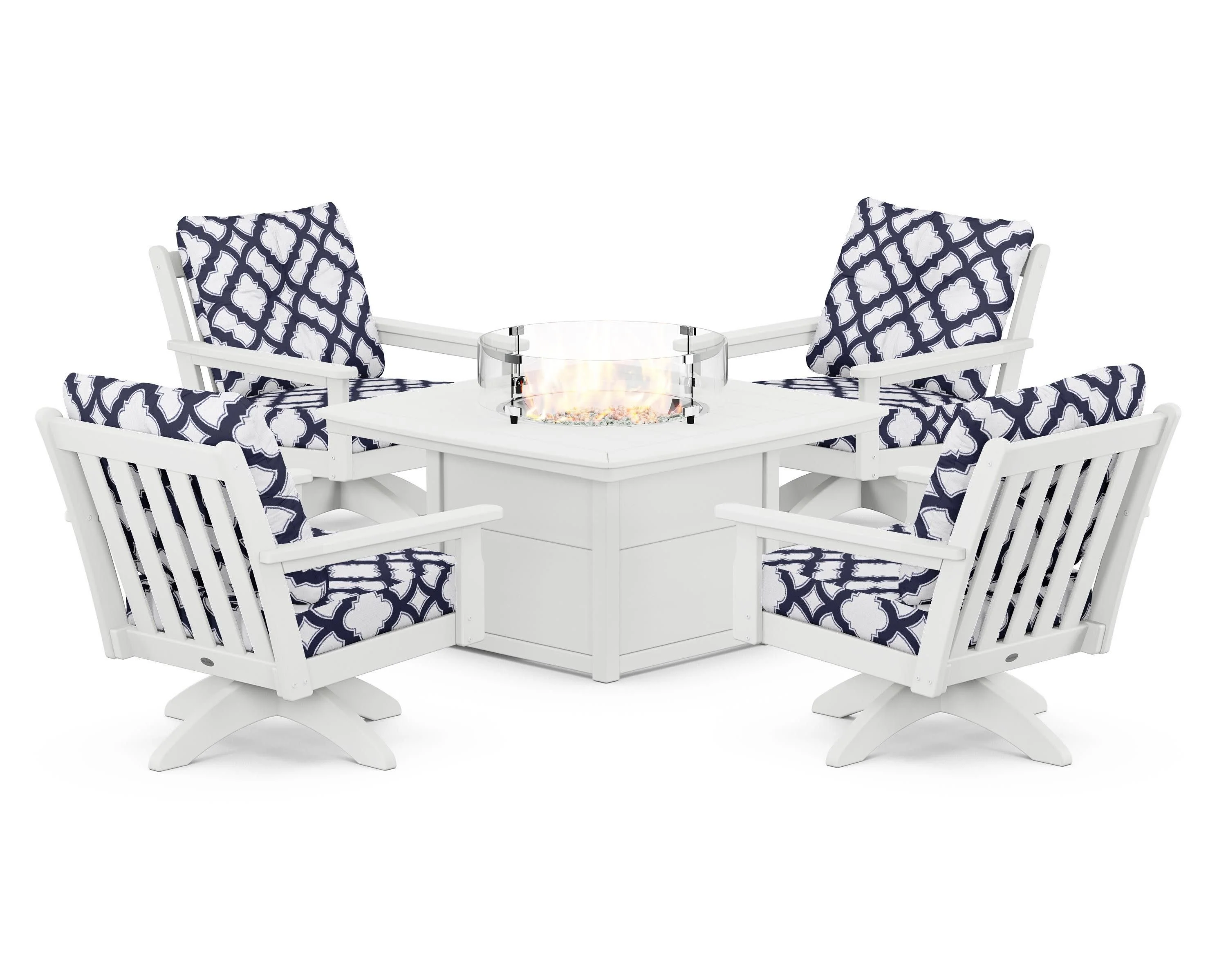 Vineyard 5-Piece Deep Seating Swivel Conversation Set with Fire Pit Table - Image 142