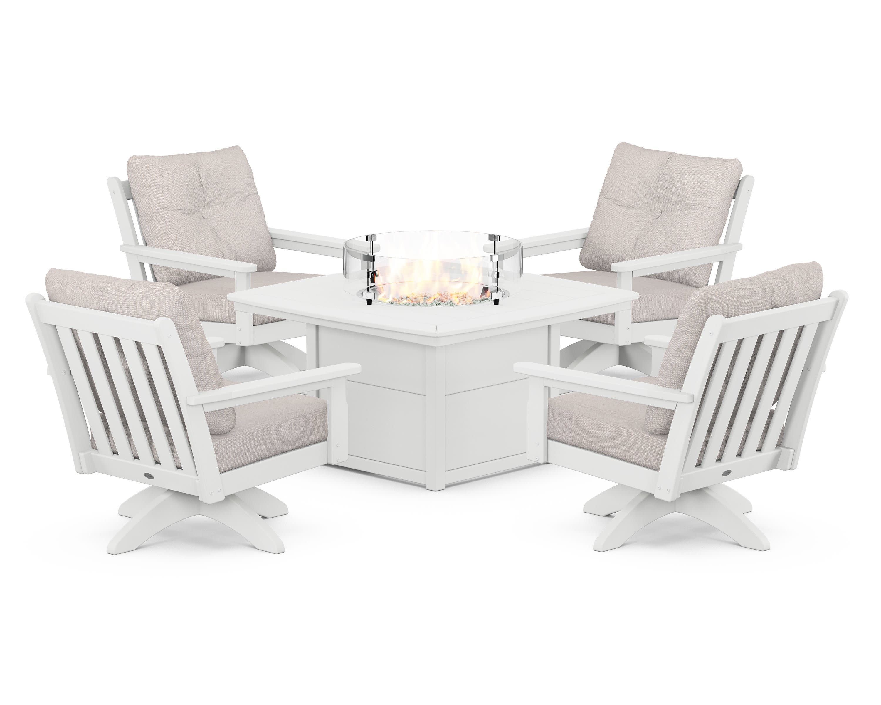 Vineyard 5-Piece Deep Seating Swivel Conversation Set with Fire Pit Table - Image 168