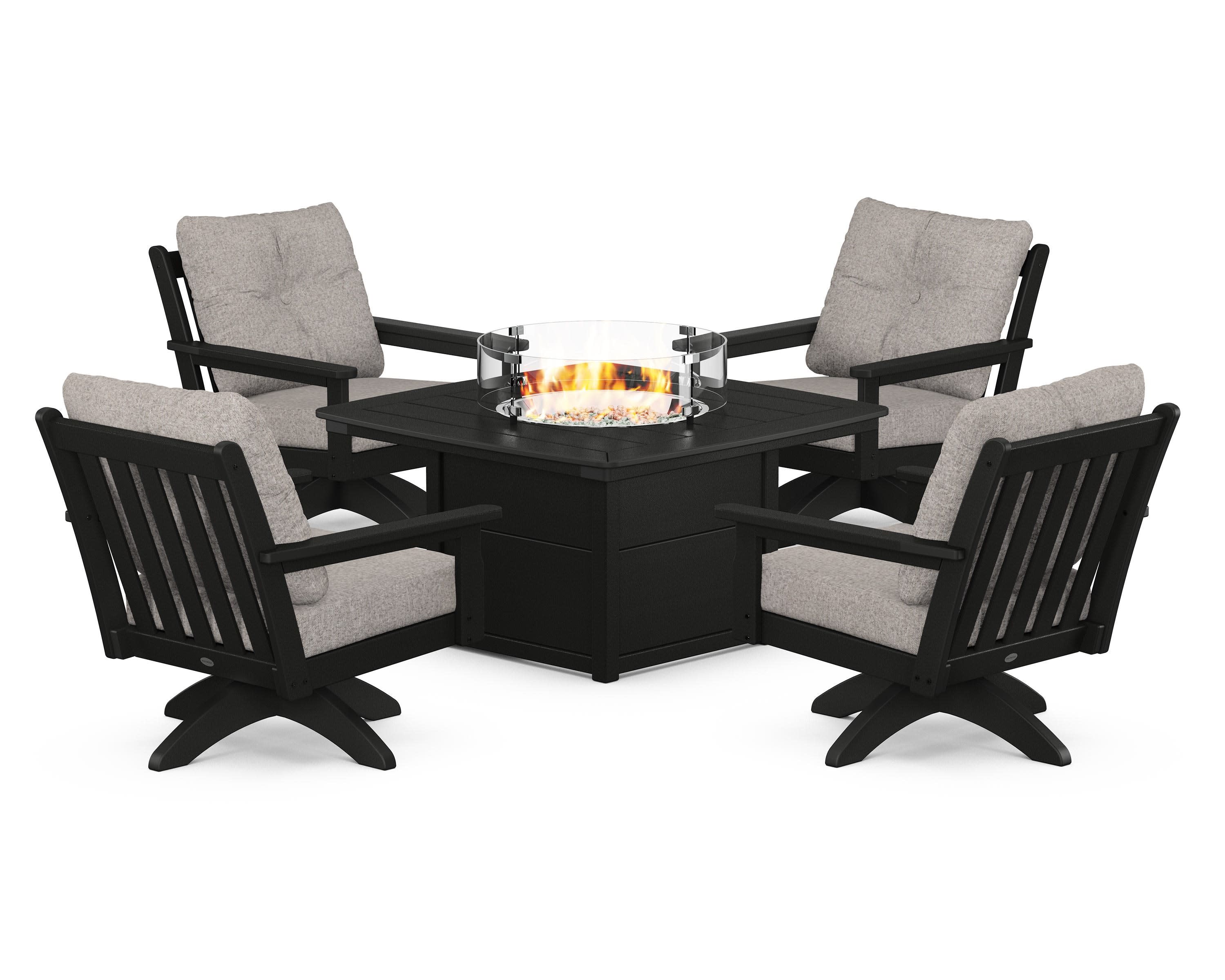Vineyard 5-Piece Deep Seating Swivel Conversation Set with Fire Pit Table - Image 169