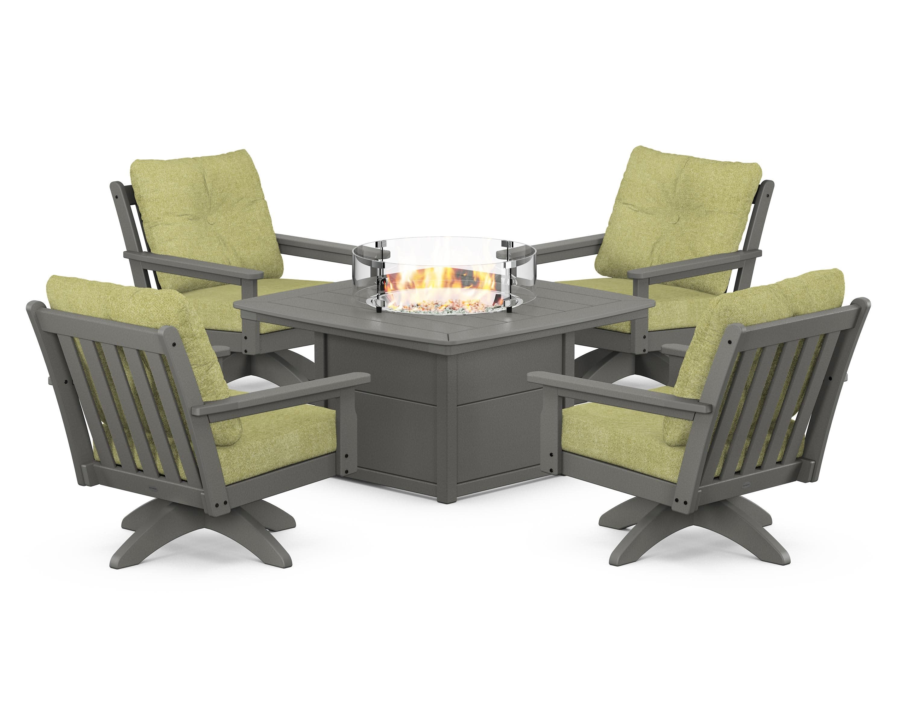 Vineyard 5-Piece Deep Seating Swivel Conversation Set with Fire Pit Table - Image 176