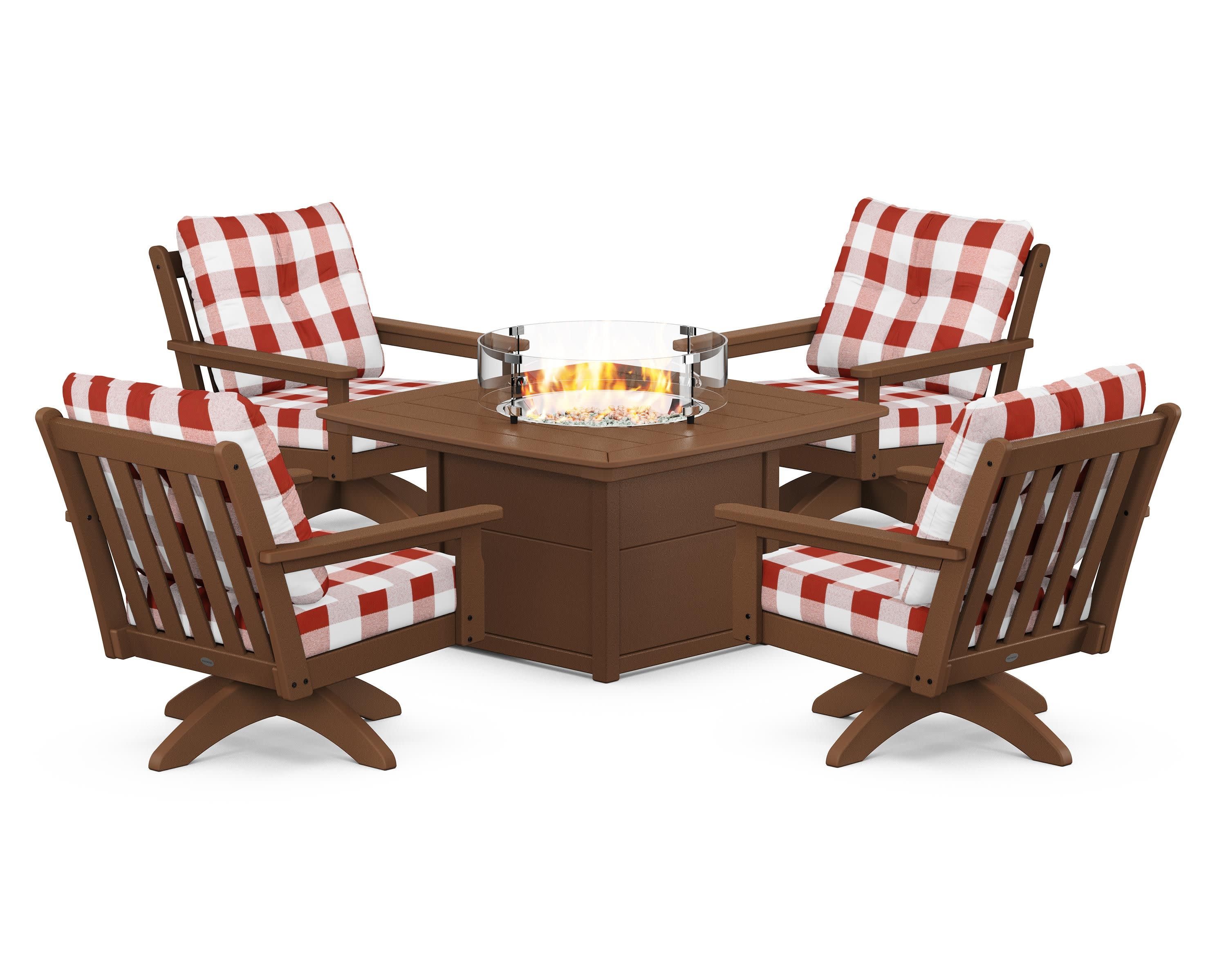 Vineyard 5-Piece Deep Seating Swivel Conversation Set with Fire Pit Table - Image 189