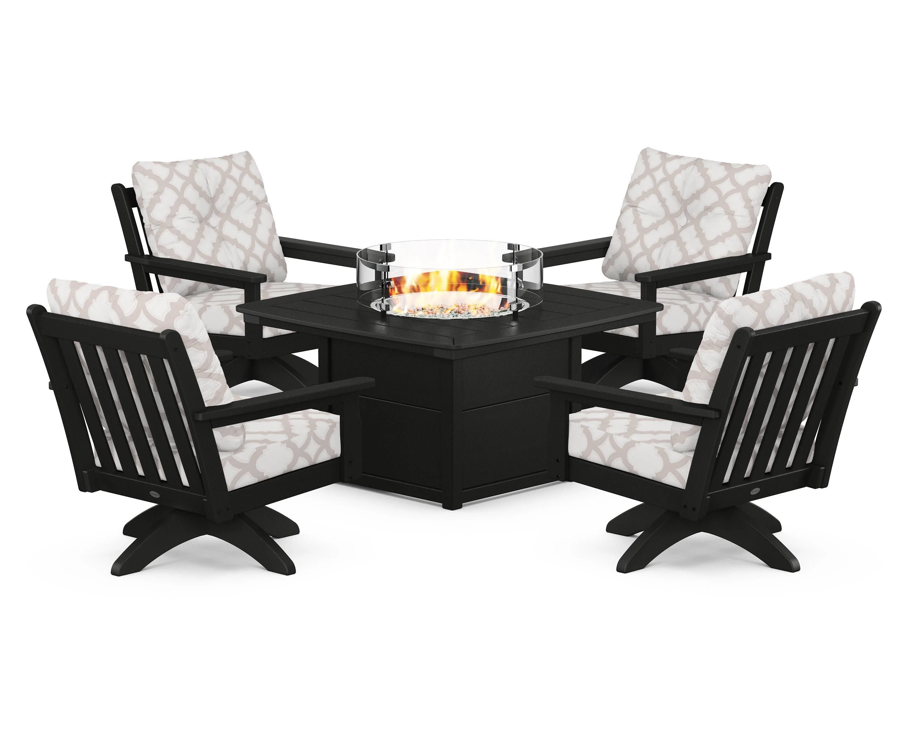 Vineyard 5-Piece Deep Seating Swivel Conversation Set with Fire Pit Table - Image 29