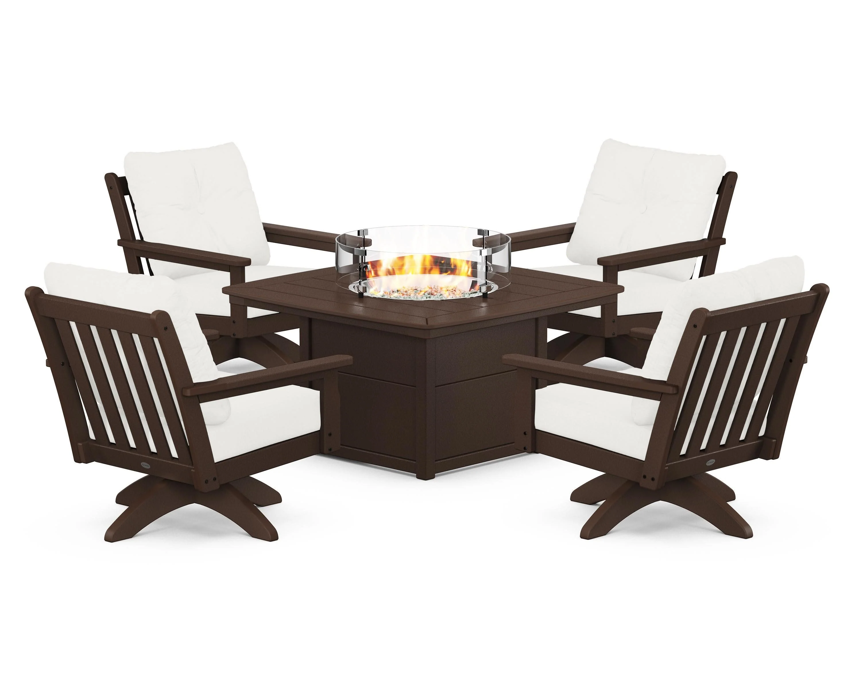 Vineyard 5-Piece Deep Seating Swivel Conversation Set with Fire Pit Table - Image 57