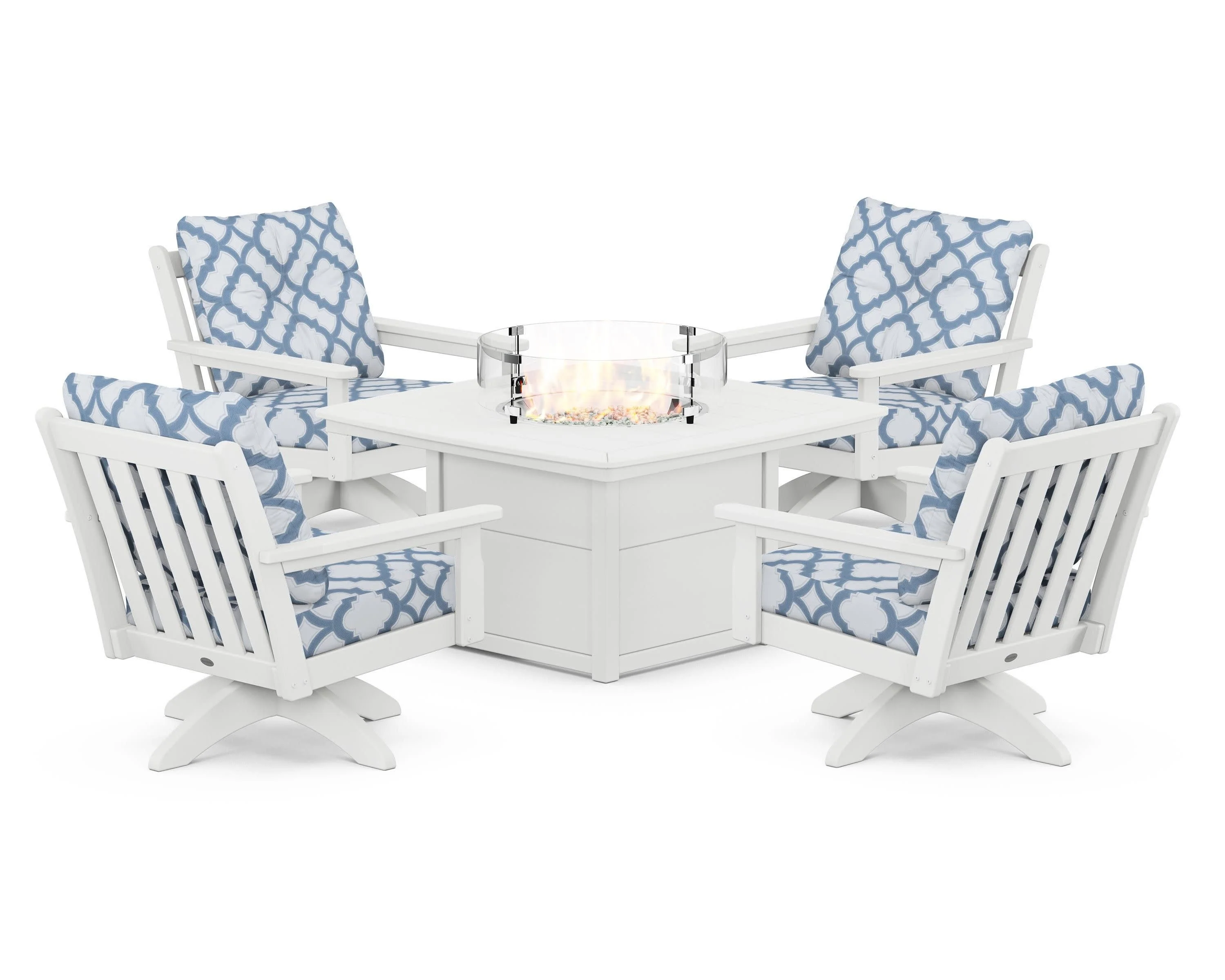Vineyard 5-Piece Deep Seating Swivel Conversation Set with Fire Pit Table - Image 60