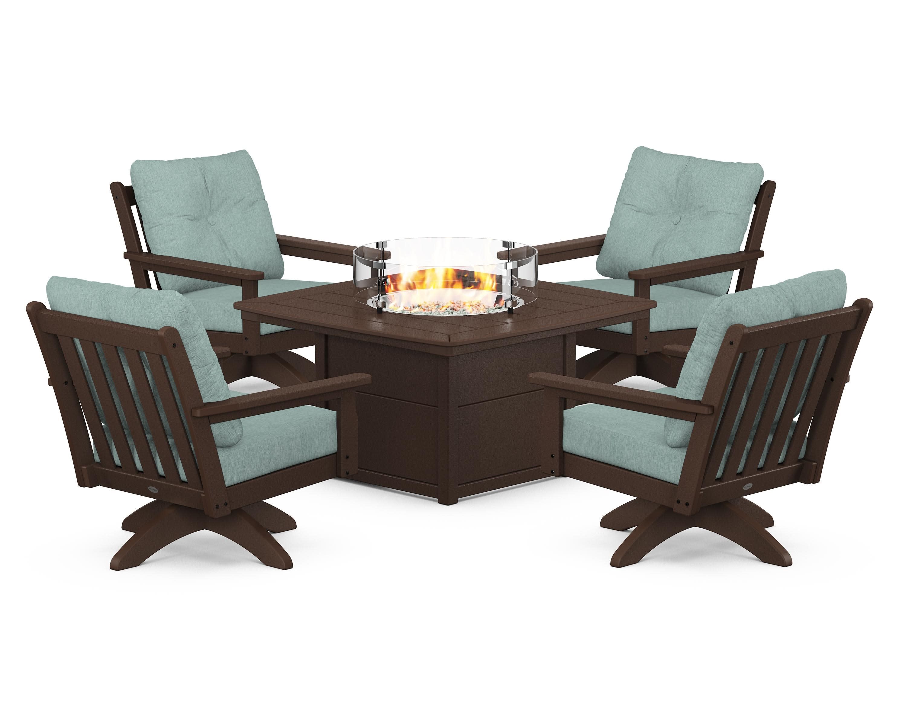 Vineyard 5-Piece Deep Seating Swivel Conversation Set with Fire Pit Table - Image 68