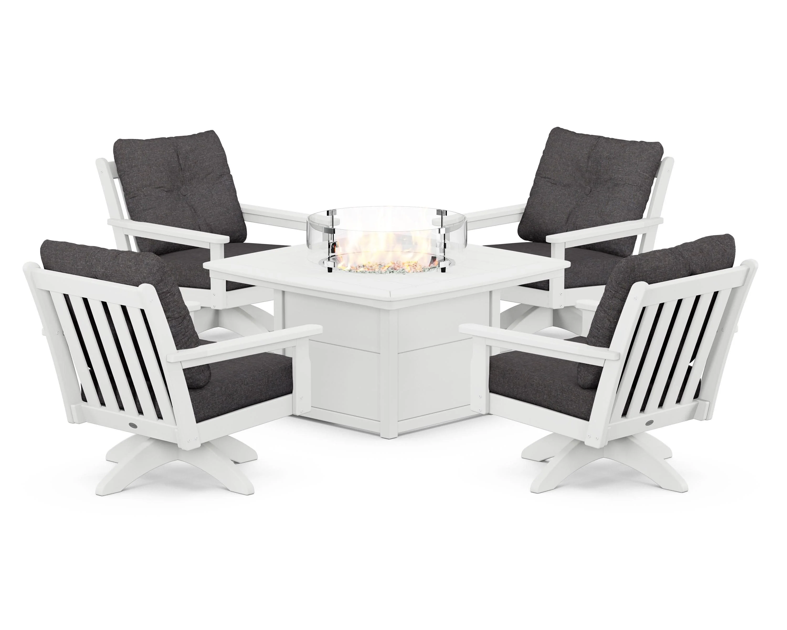 Vineyard 5-Piece Deep Seating Swivel Conversation Set with Fire Pit Table - Image 69