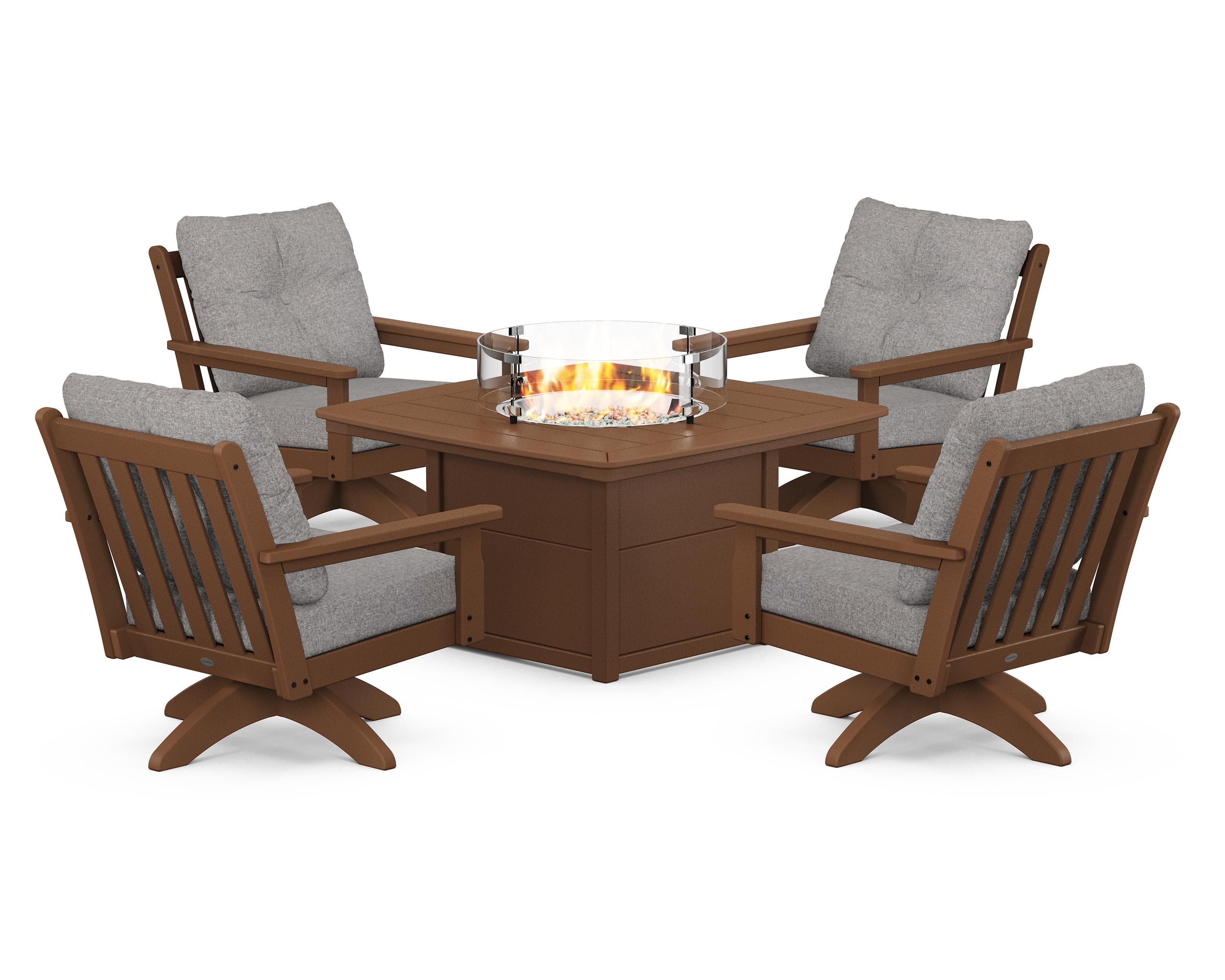 Vineyard 5-Piece Deep Seating Swivel Conversation Set with Fire Pit Table - Image 78