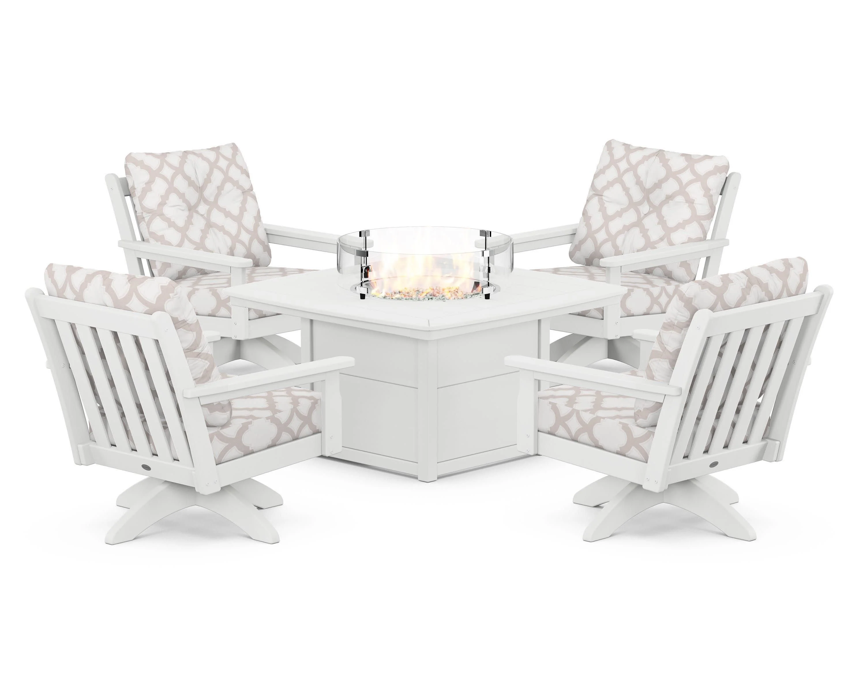 Vineyard 5-Piece Deep Seating Swivel Conversation Set with Fire Pit Table - Image 94