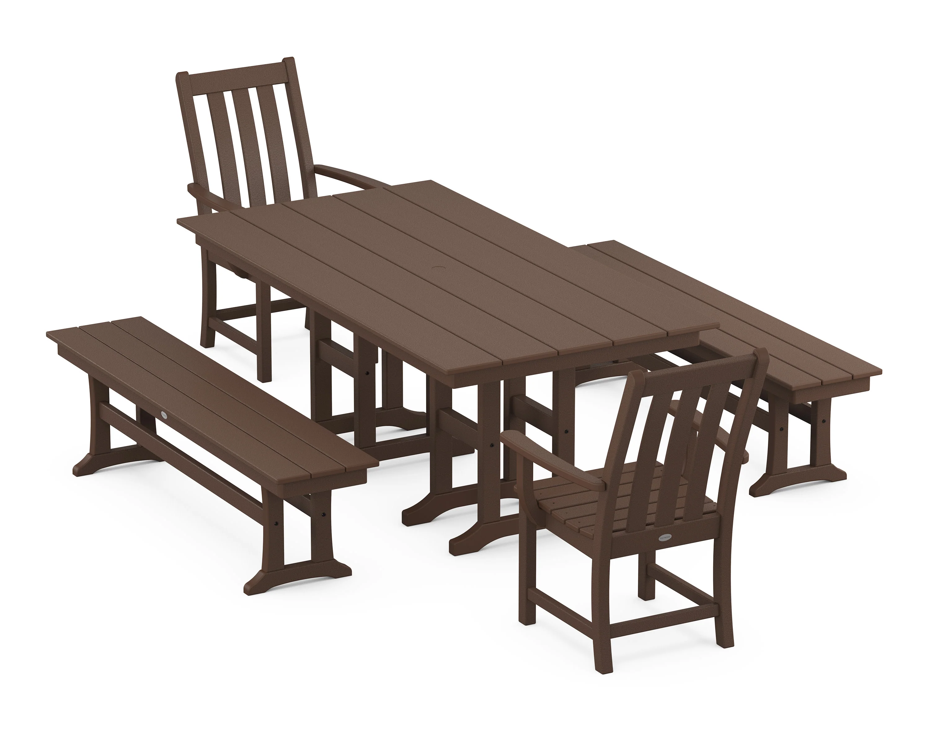 Vineyard 5-Piece Farmhouse Dining Set with Benches - Image 4