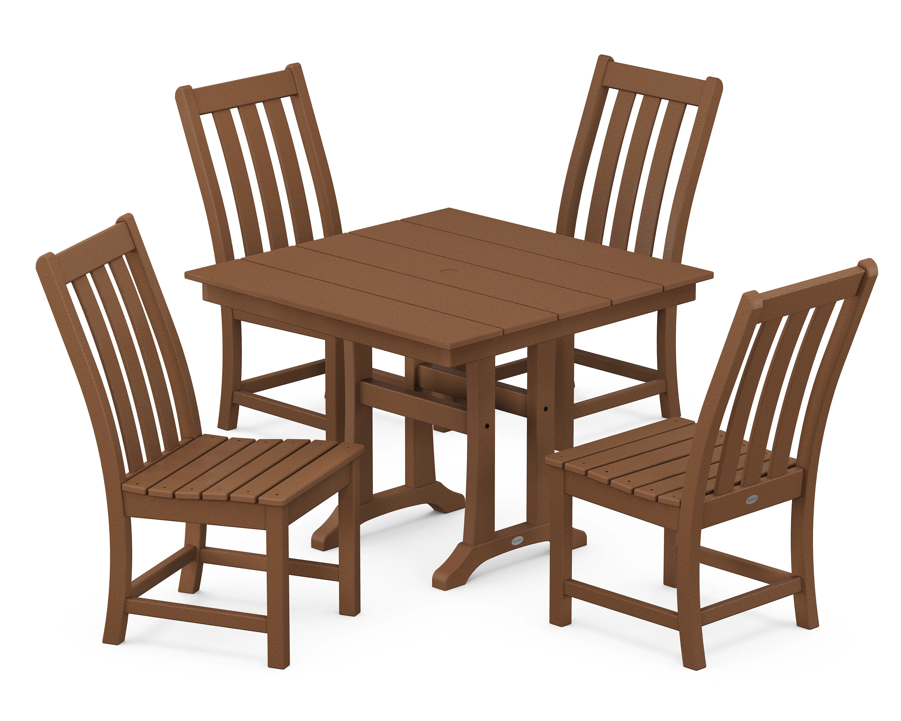 Vineyard 5-Piece Farmhouse Trestle Side Chair Dining Set - Image 10