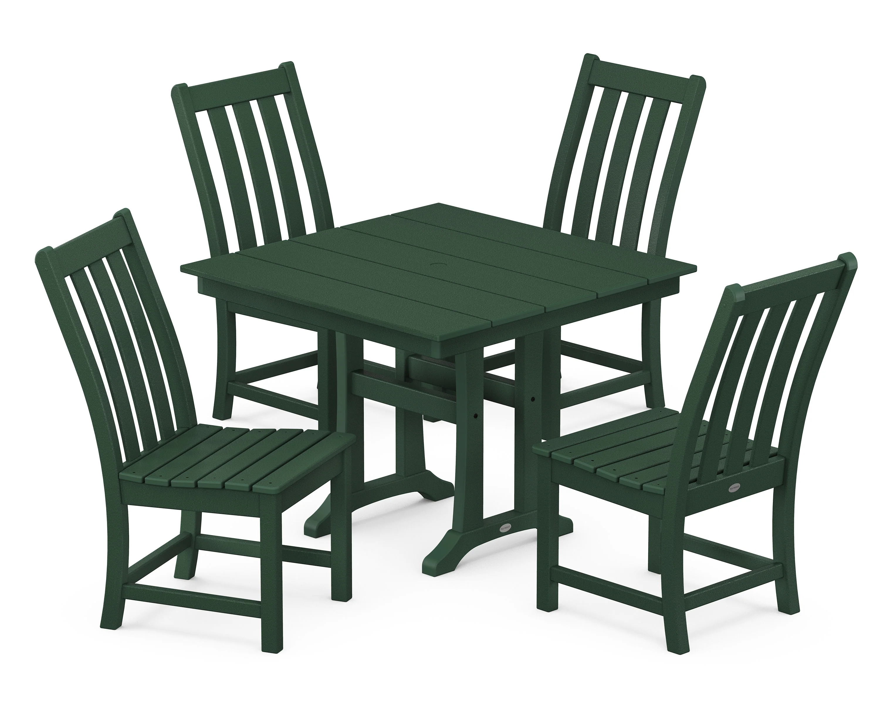 Vineyard 5-Piece Farmhouse Trestle Side Chair Dining Set - Image 12