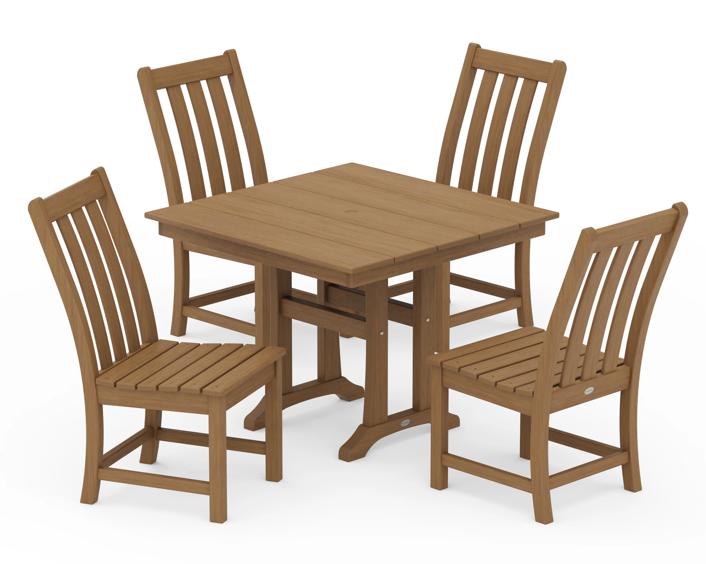 Vineyard 5-Piece Farmhouse Trestle Side Chair Dining Set - Image 13
