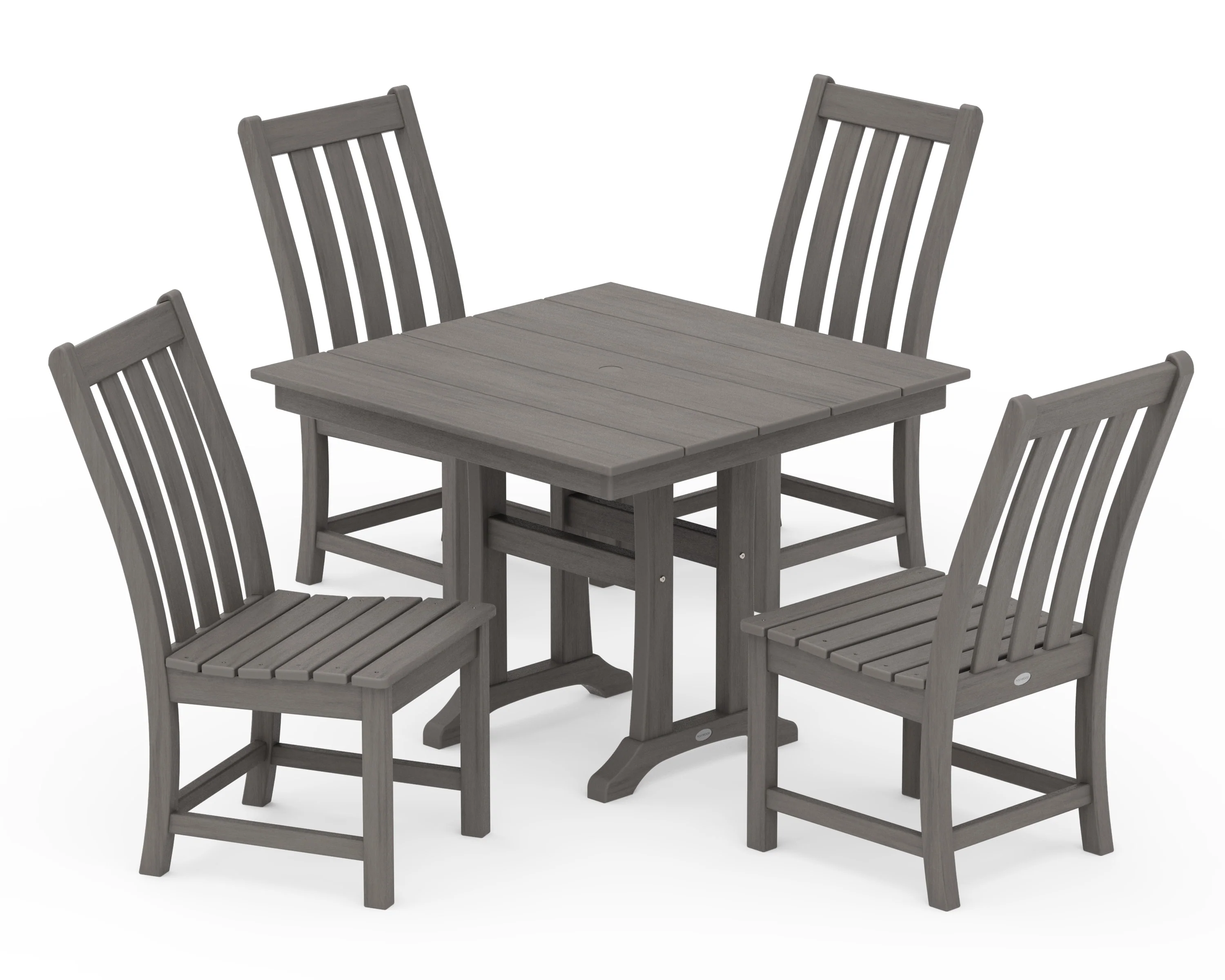 Vineyard 5-Piece Farmhouse Trestle Side Chair Dining Set - Image 14