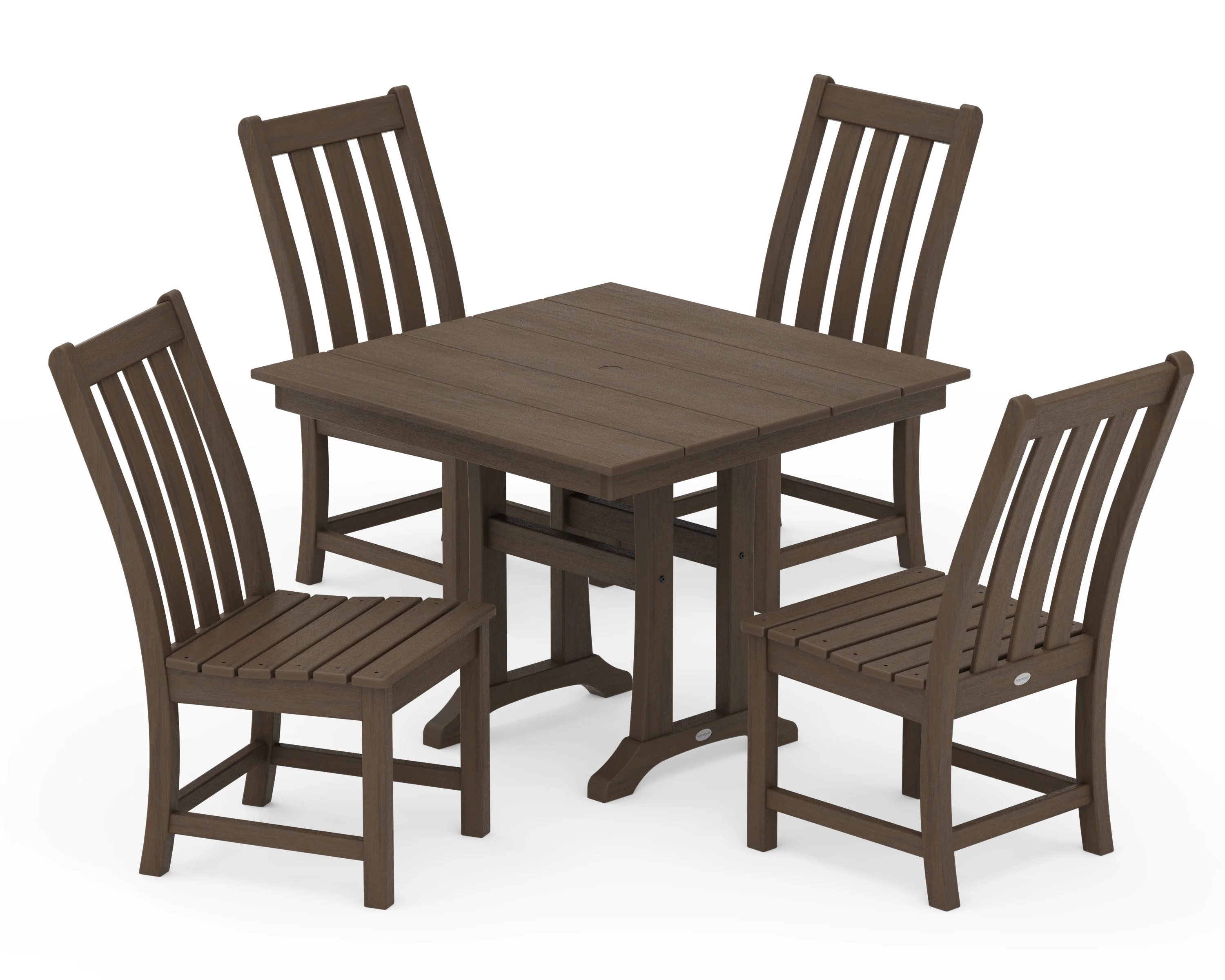 Vineyard 5-Piece Farmhouse Trestle Side Chair Dining Set - Image 15