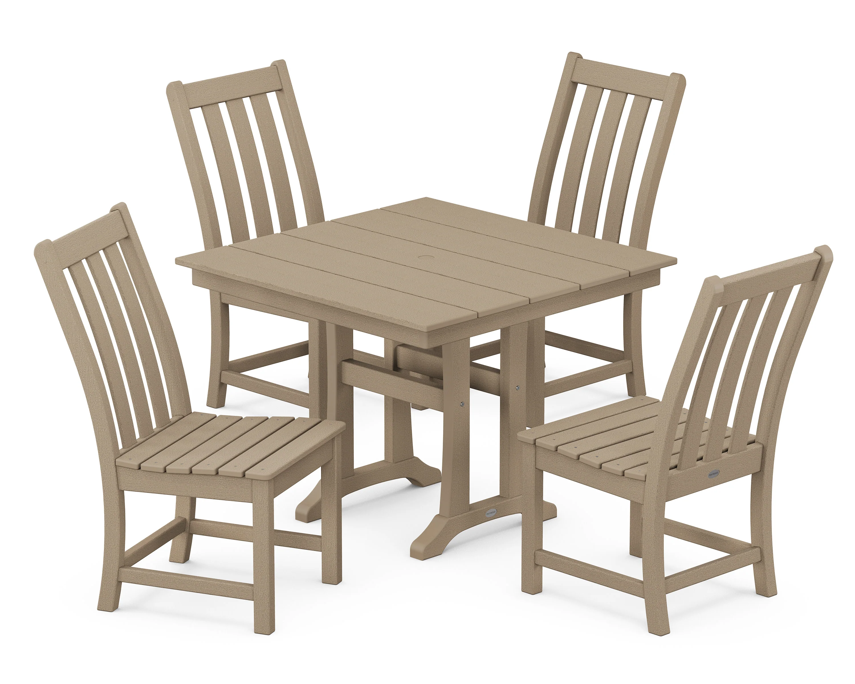 Vineyard 5-Piece Farmhouse Trestle Side Chair Dining Set - Image 5