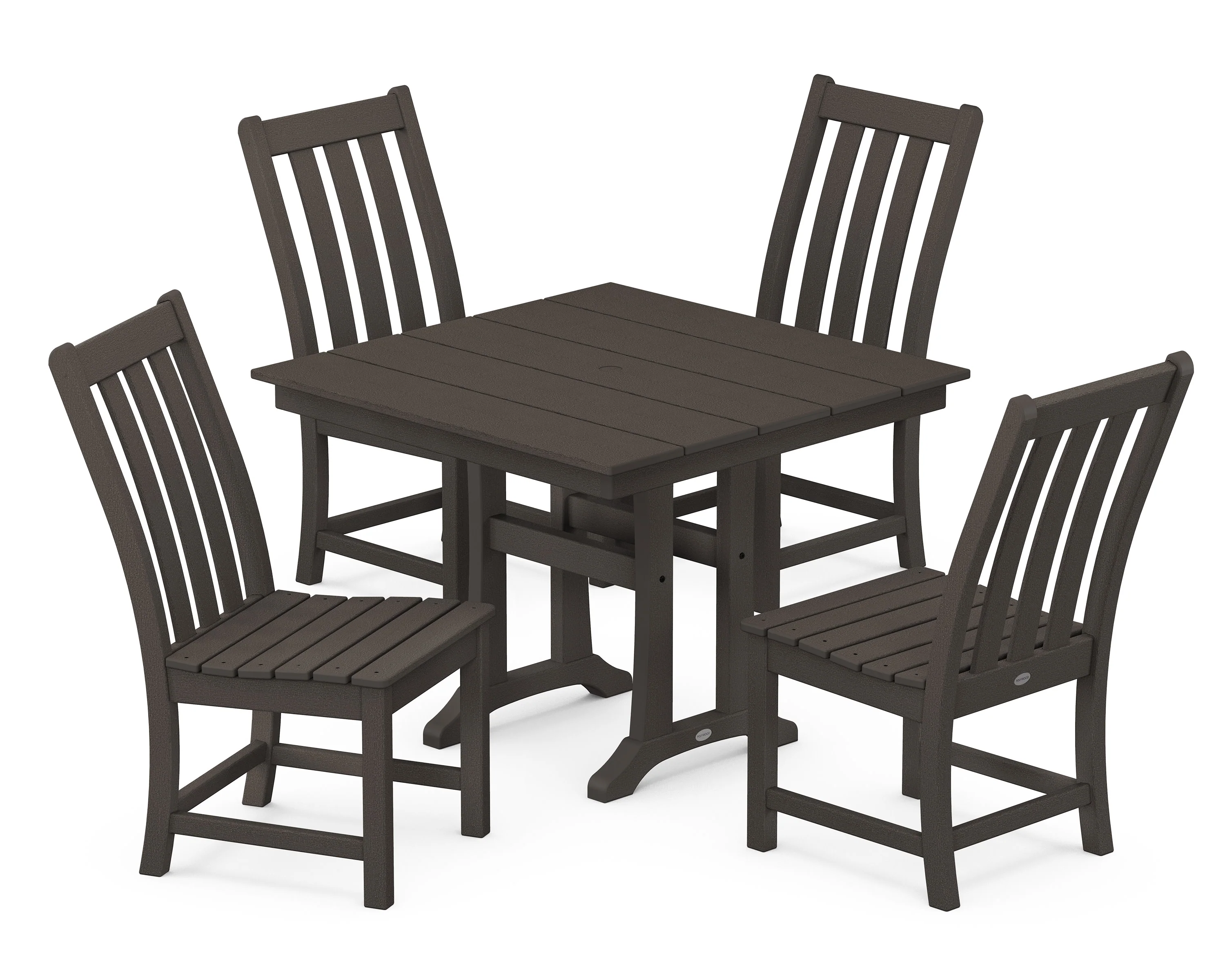 Vineyard 5-Piece Farmhouse Trestle Side Chair Dining Set - Image 6