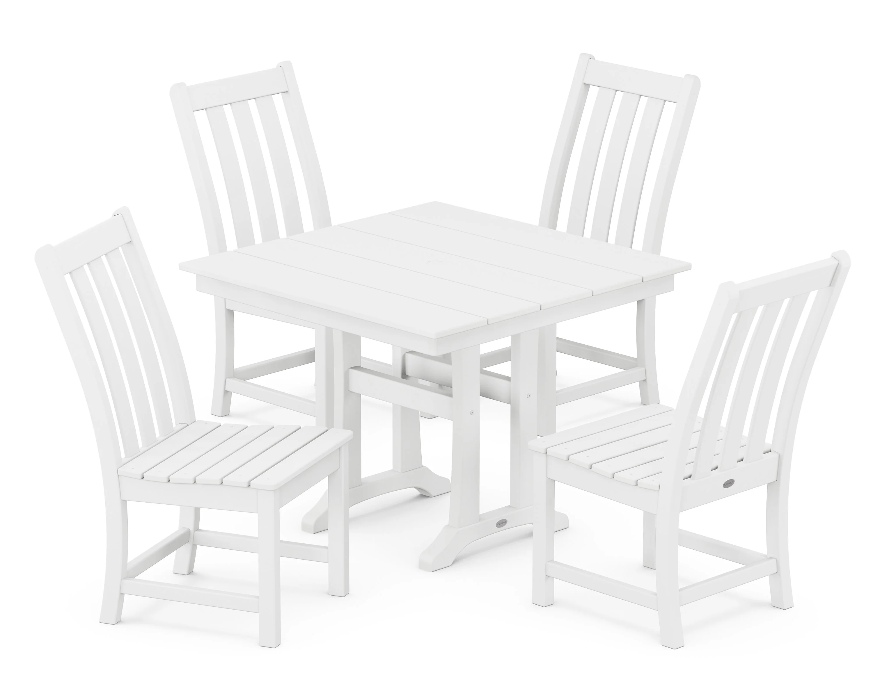 Vineyard 5-Piece Farmhouse Trestle Side Chair Dining Set - Image 7